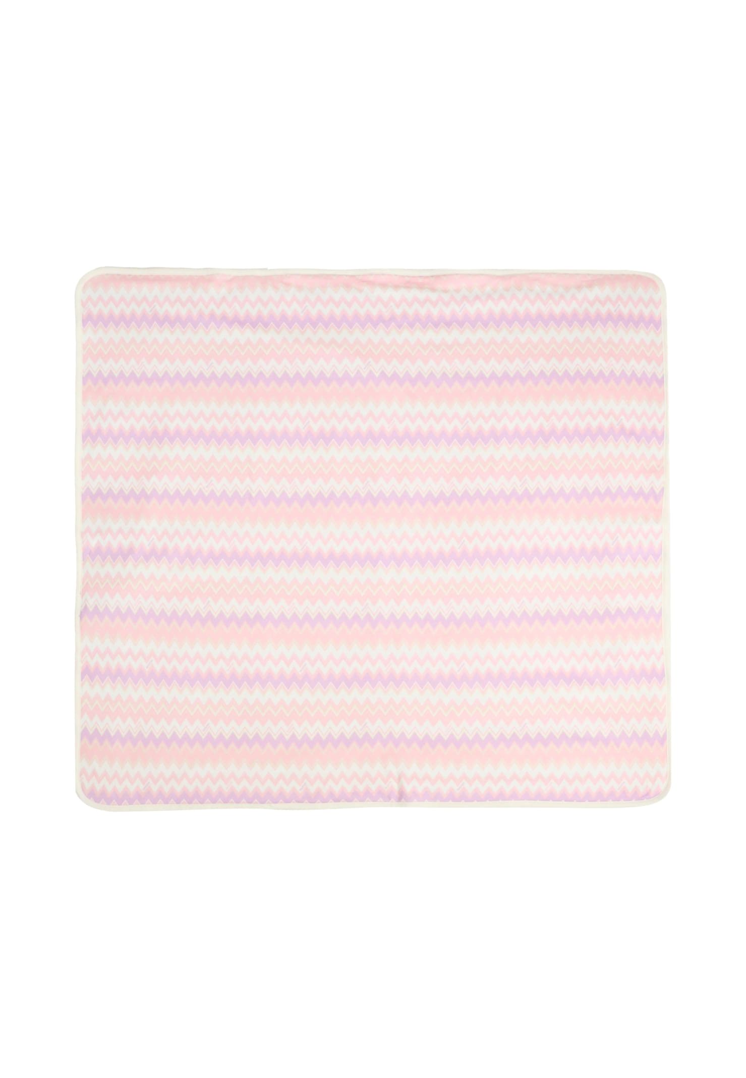 Missoni Pink Blanket For Baby Girl With Chevron Pattern
