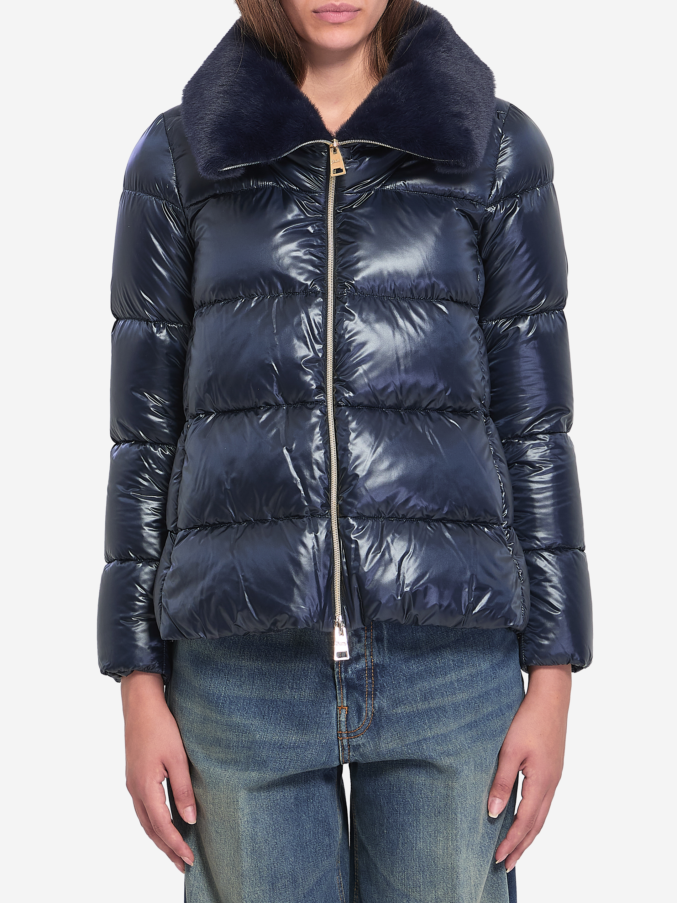 Light puffer with collar fur