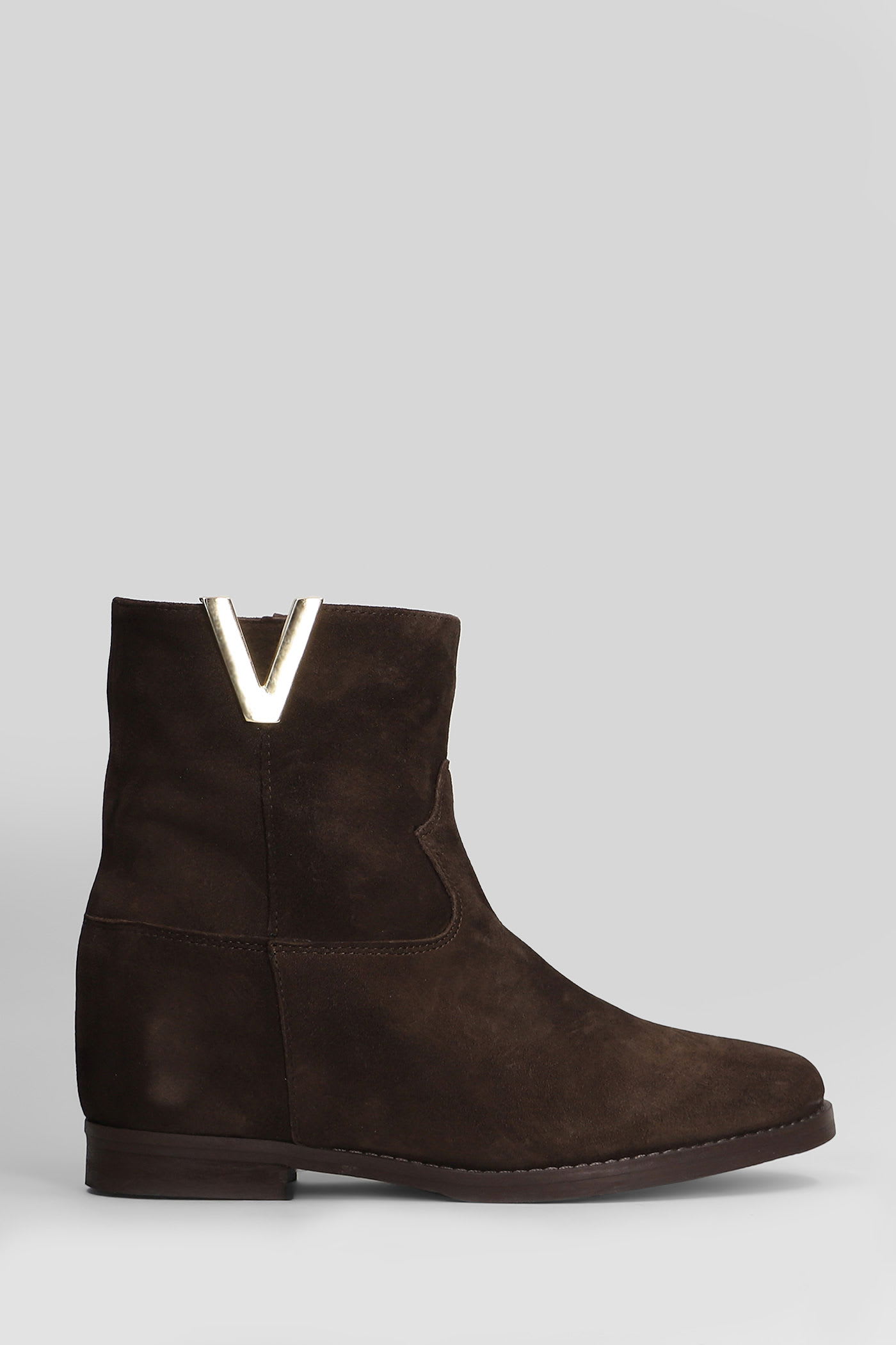 Julie Dee Ankle Boots Inside Wedge In Dark Brown Suede