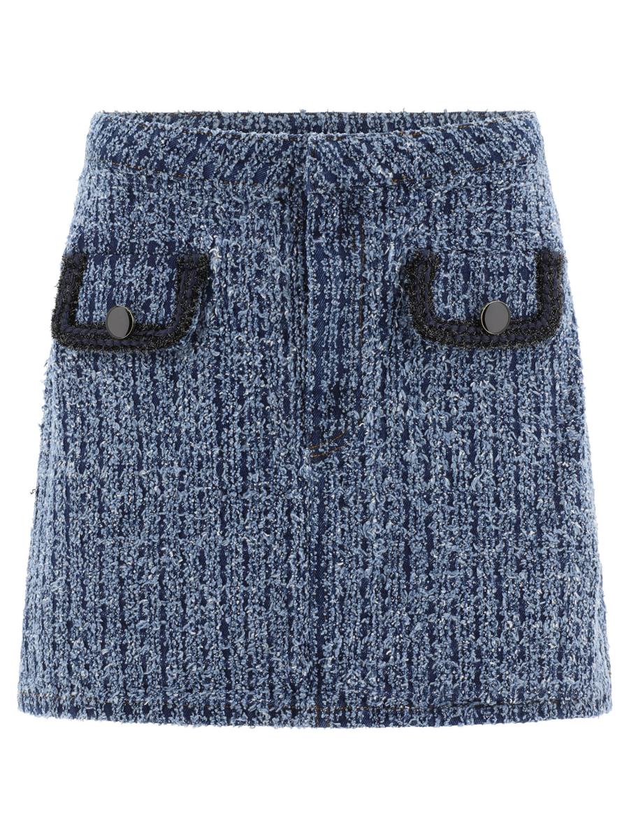 Self-Portrait Textured Denim Skirt