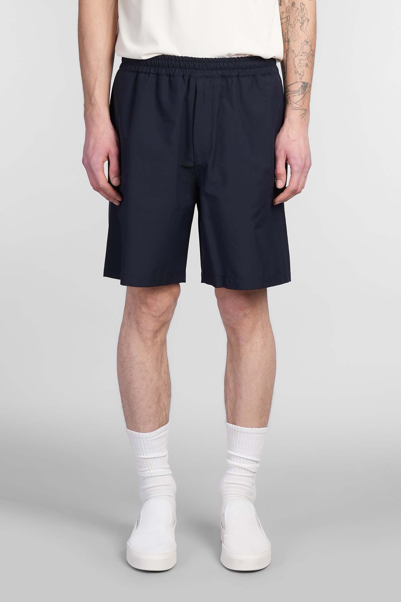 Low Brand Georgette Shorts In Blue Wool