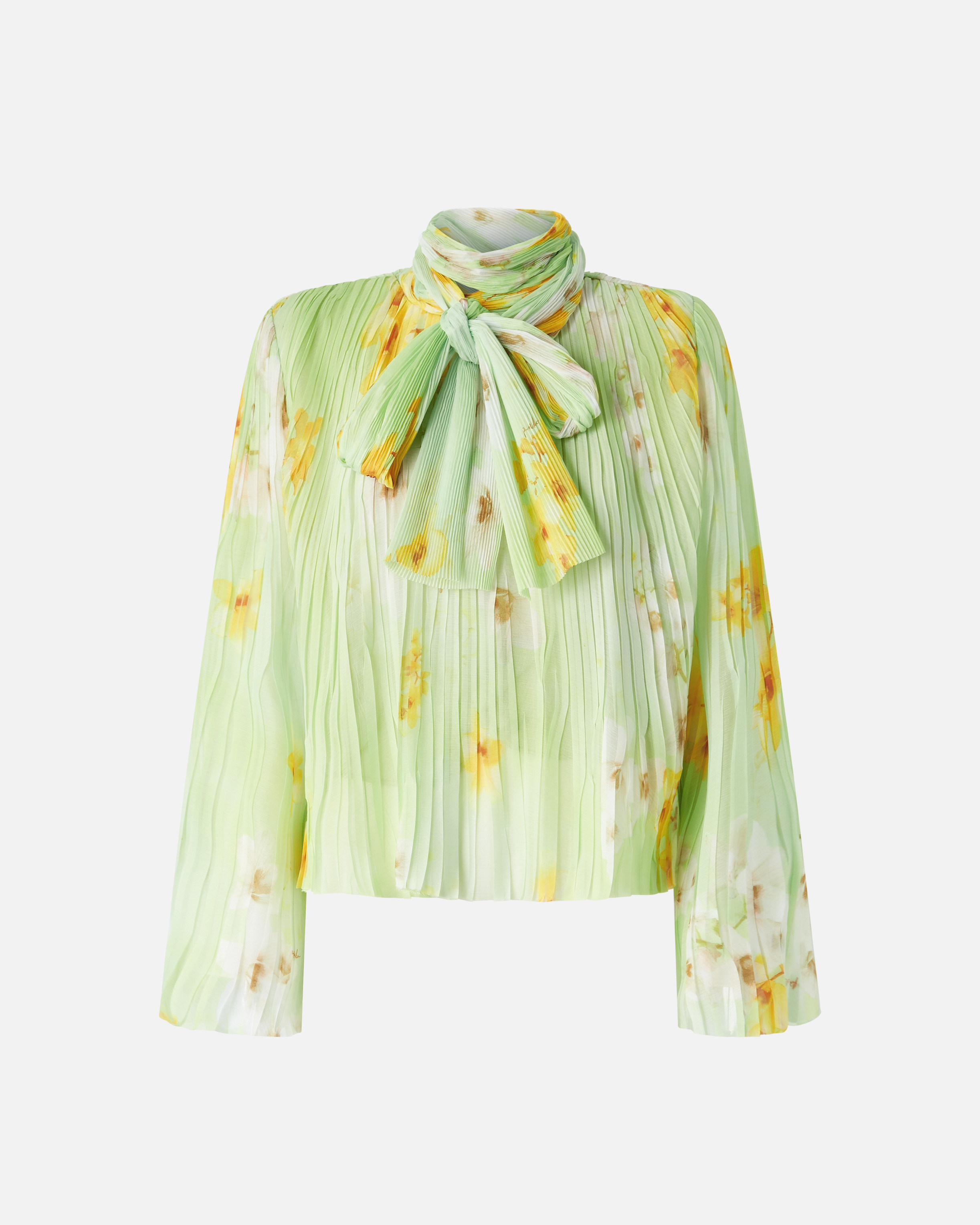 Pinko, Blouse légère en crépon plissé à fleurs, Mult. green/yellow/white, 36