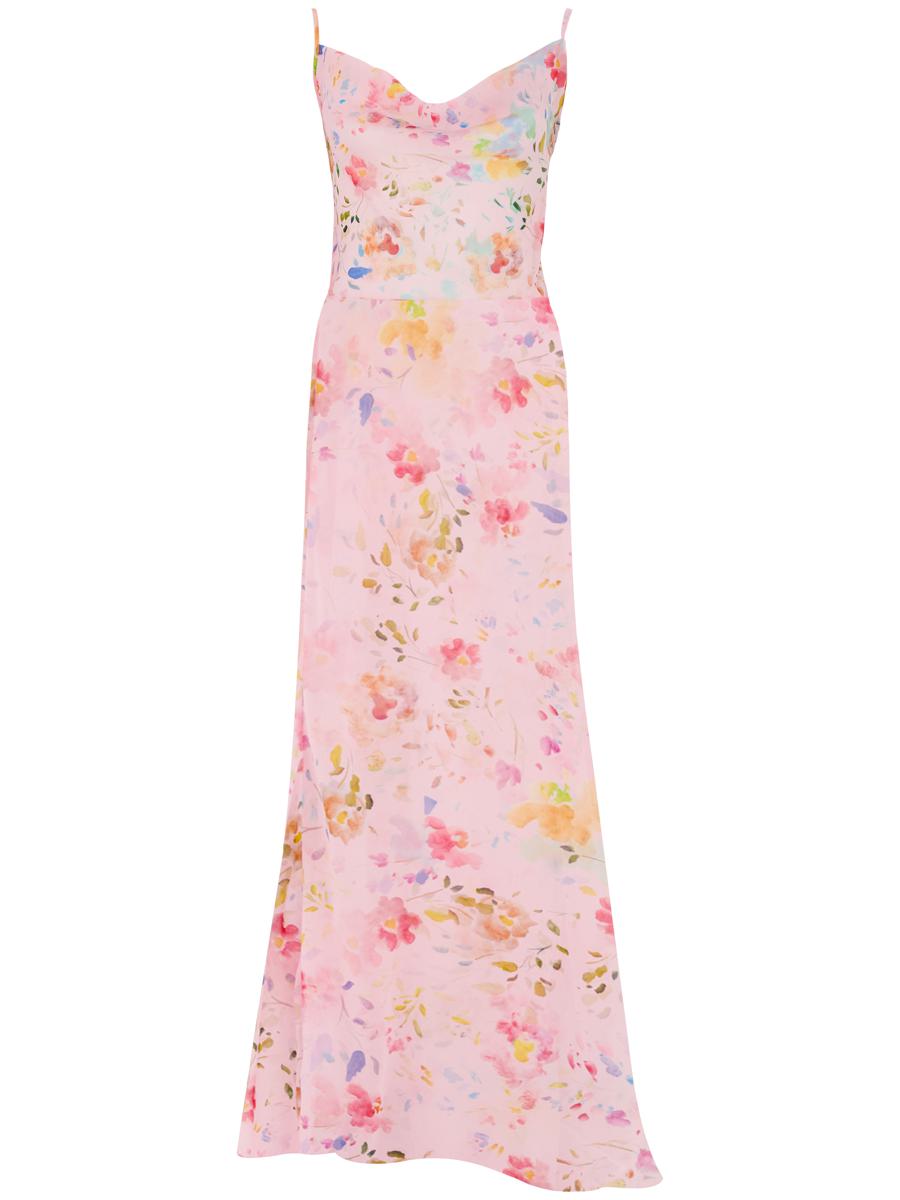 Mar De Margaritas Pink Long Dress With Floral Print