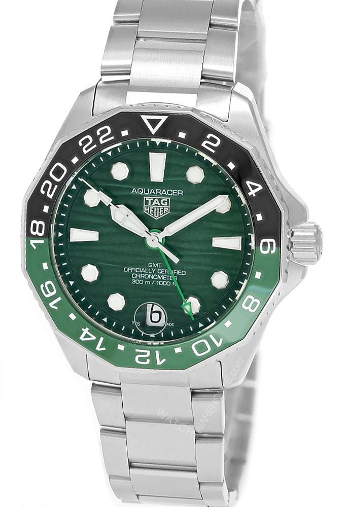 TAG HEUER Aquaracer Professional 300 GMT SS 42MM Green Dial Men's Watch WBP5115.BA0013