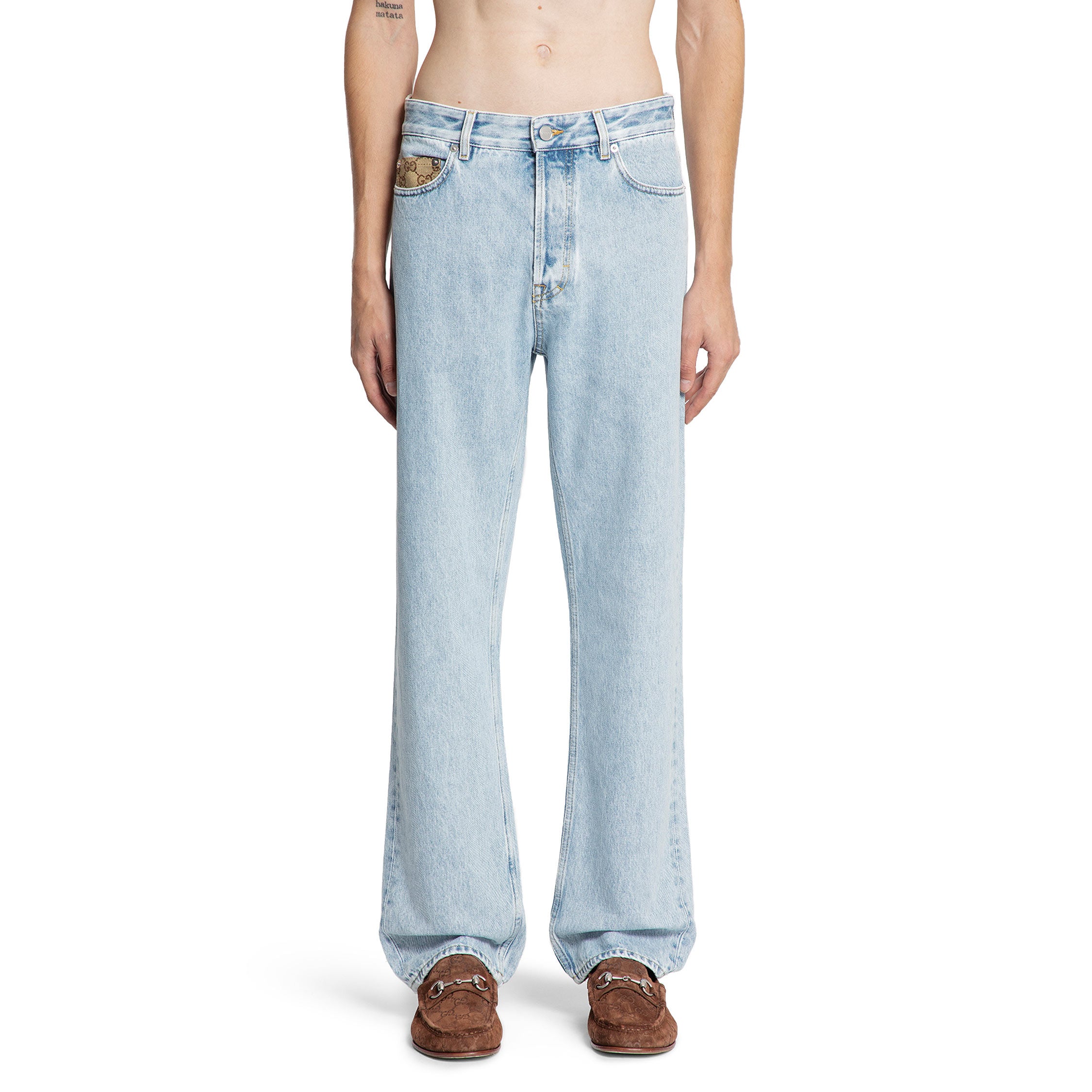 Denim and GG Canvas 5 Pocket Jeans