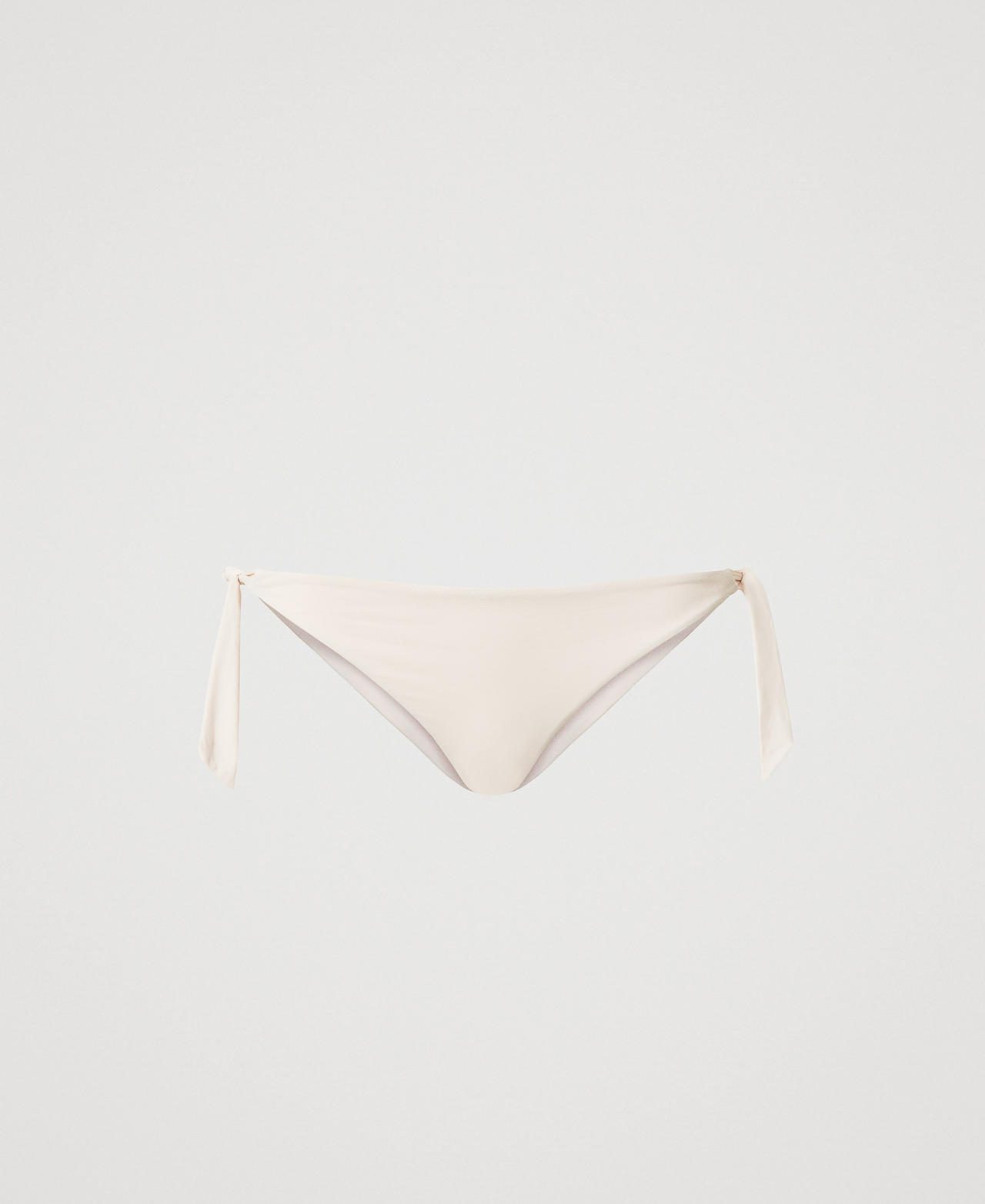 Twinset Plage - Slip brésilien de bain avec nauds, Broderie Almond Beige/Dark Almond Beige, Taille: II