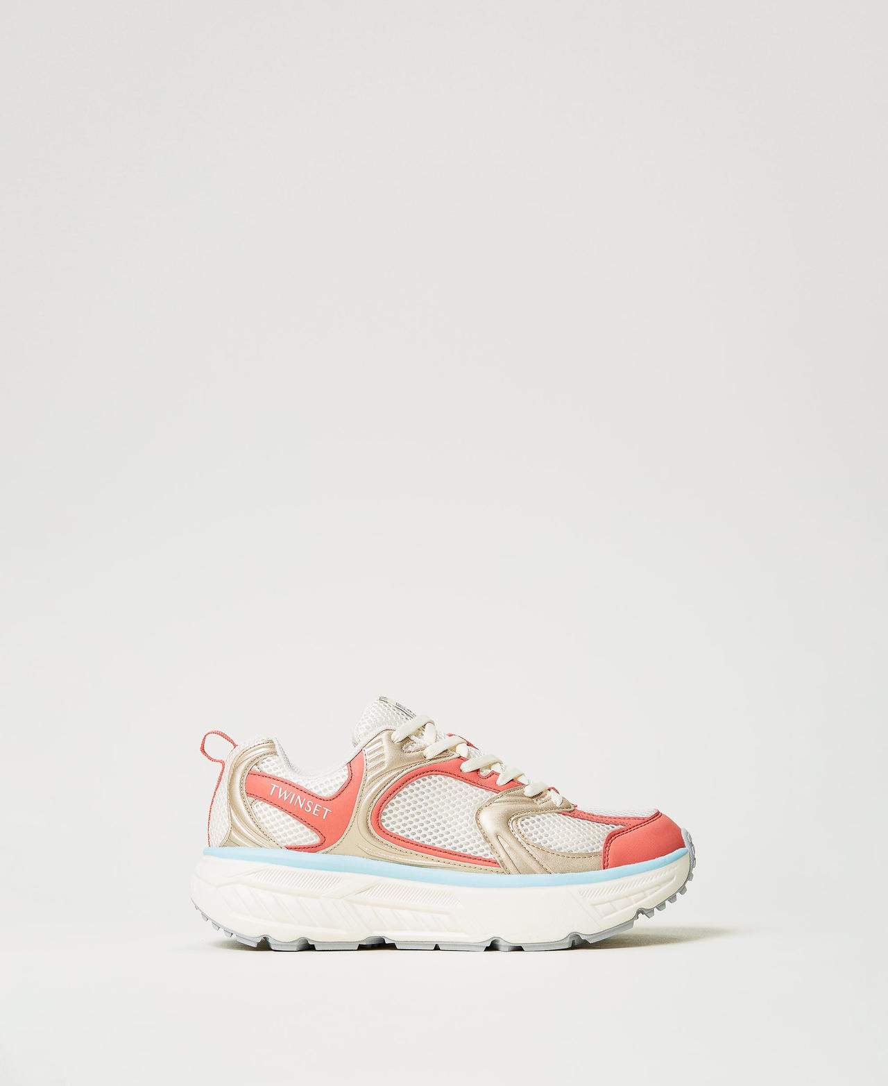 Twinset Chaussures - Baskets de running Fessura, Bicolore Blanc Optique/Coralline, Taille: 35