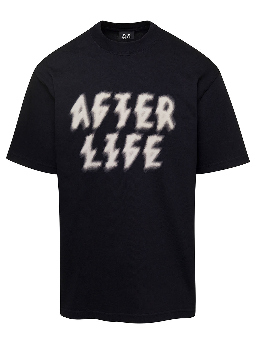 44 Label Group Black T-shirt With Logo Printed On Front And Back In Cotton Man