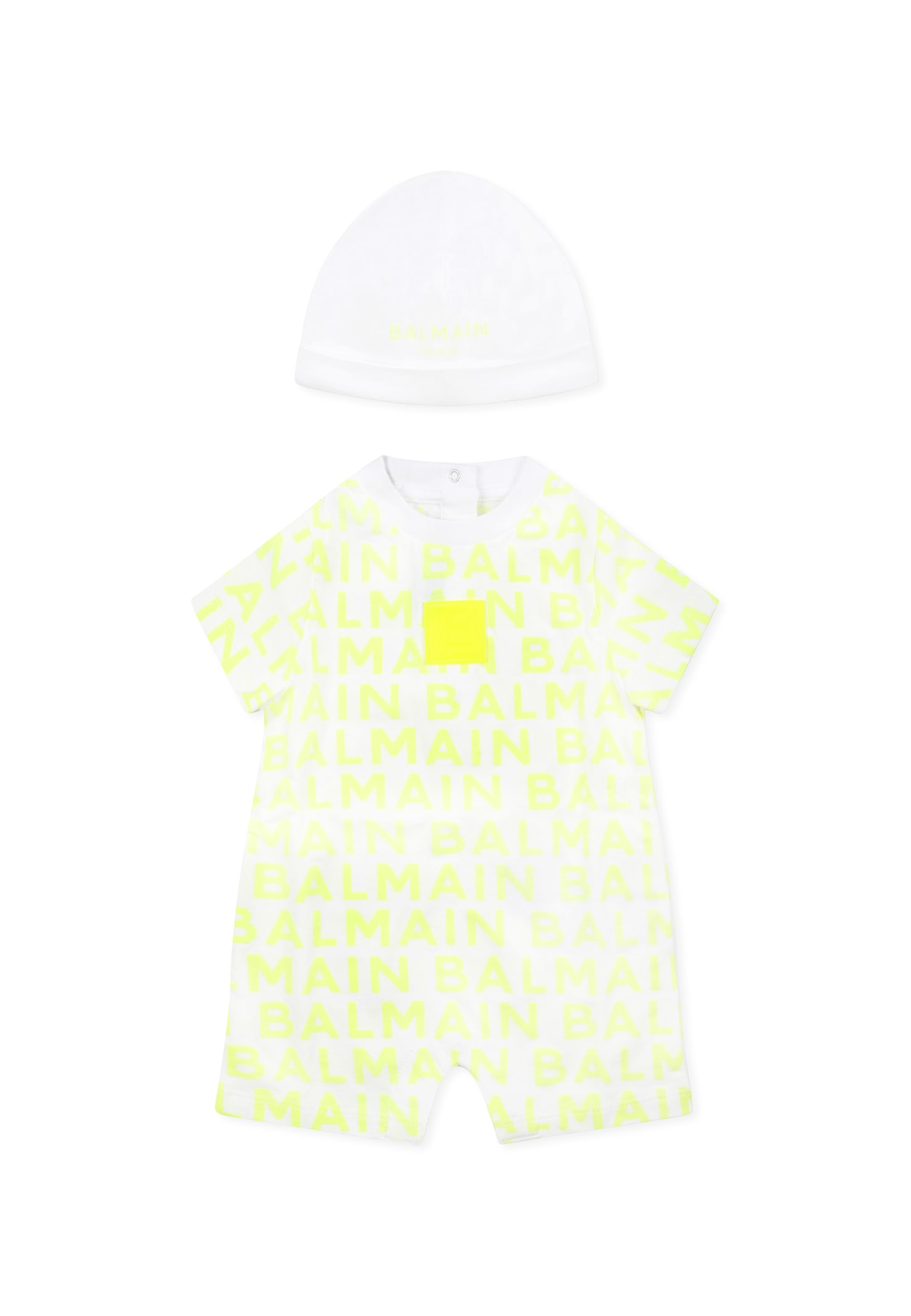 Balmain Yellow Romper For Babykids With Logo