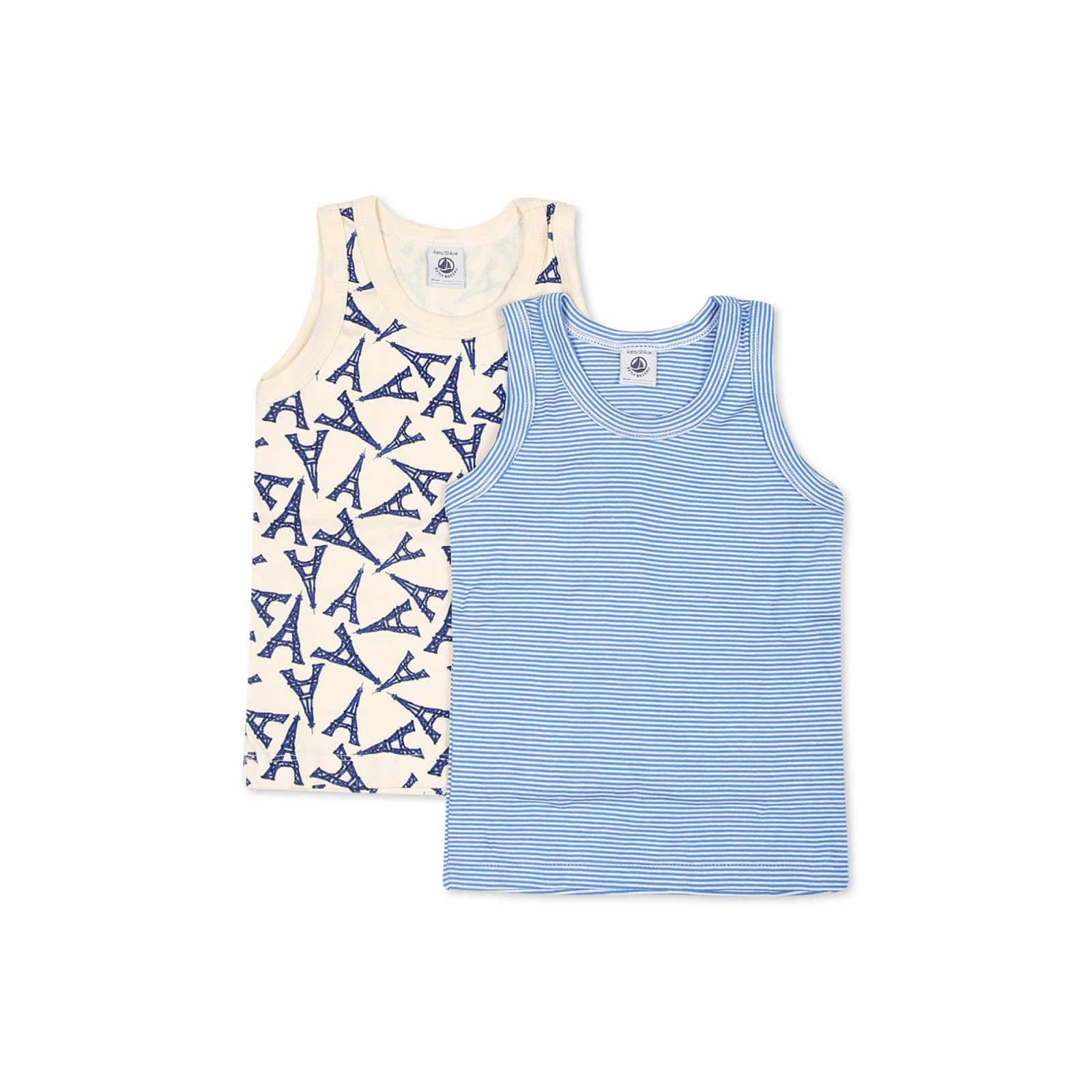 Petit Bateau Multicolor Tank Top Set For Girl With Tour Eiffel