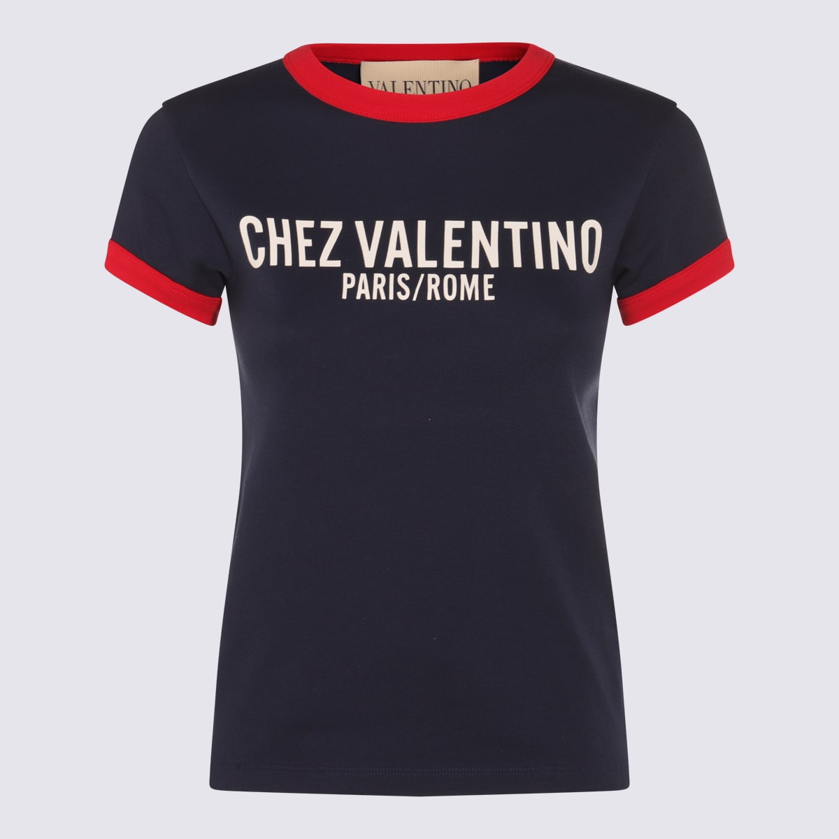 Valentino Dark Blue And Red Cotton T-shirt