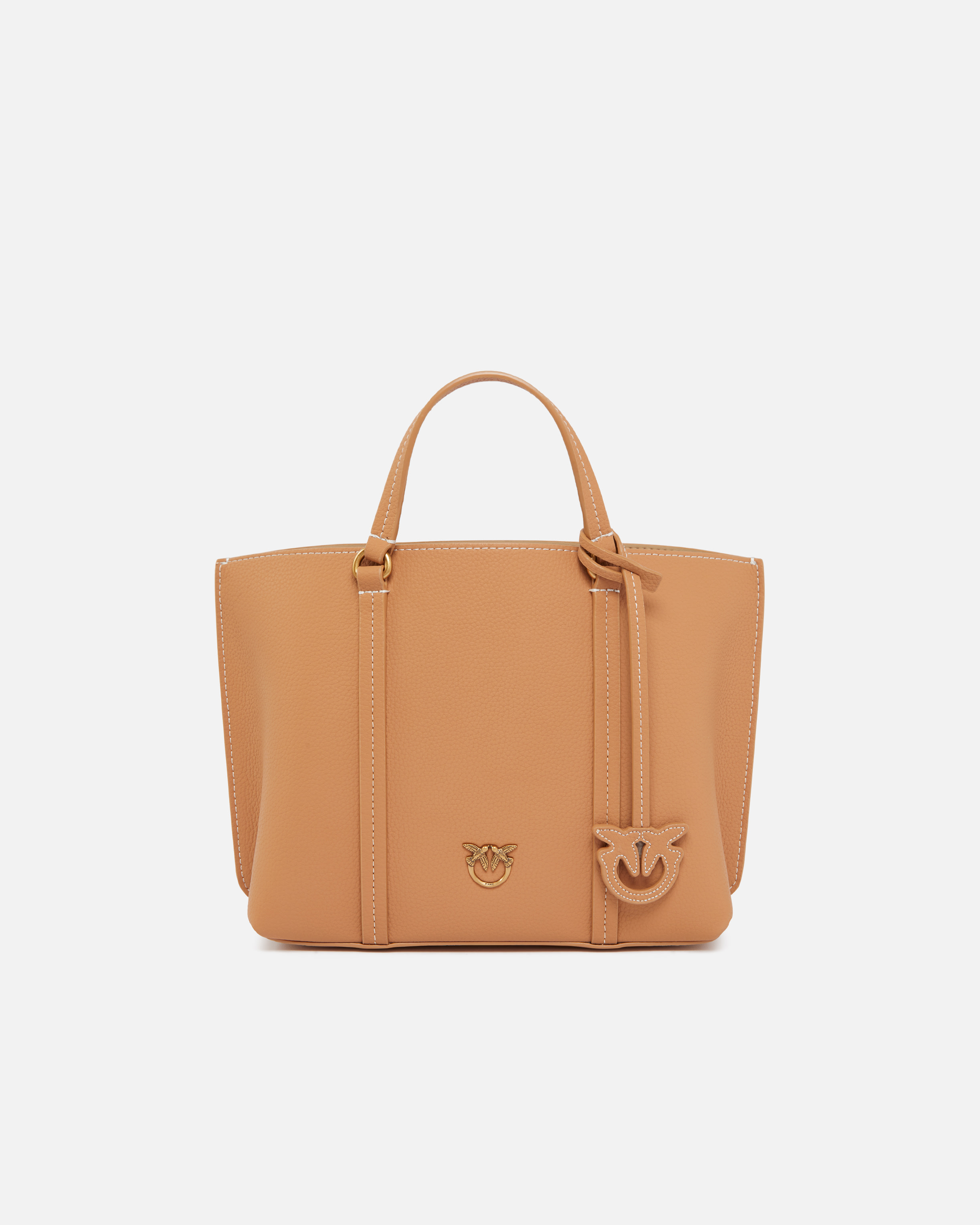 Pinko, Cabas à bandoulière en cuir foulonné, Nougat-or antique, U