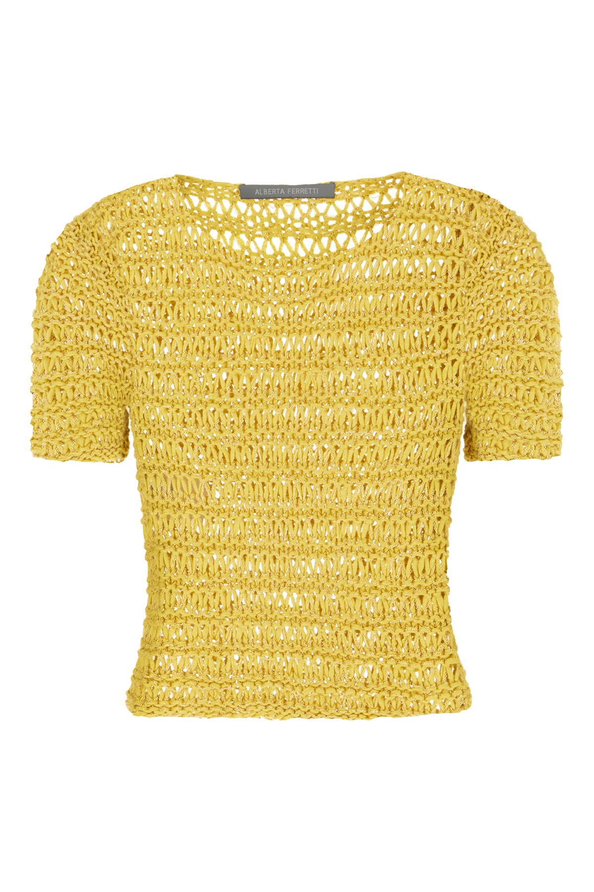 Alberta Ferretti Mustard Mesh T-shirt