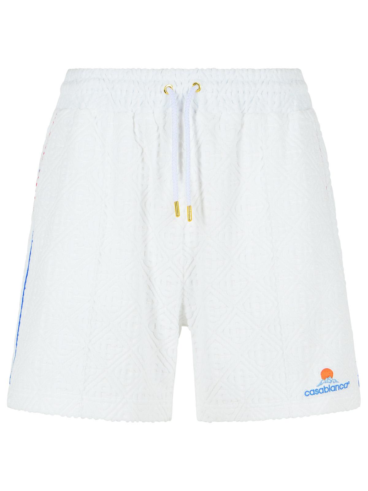 Casablanca Jacquard Cotton Blend Terry Shorts With White Monogram
