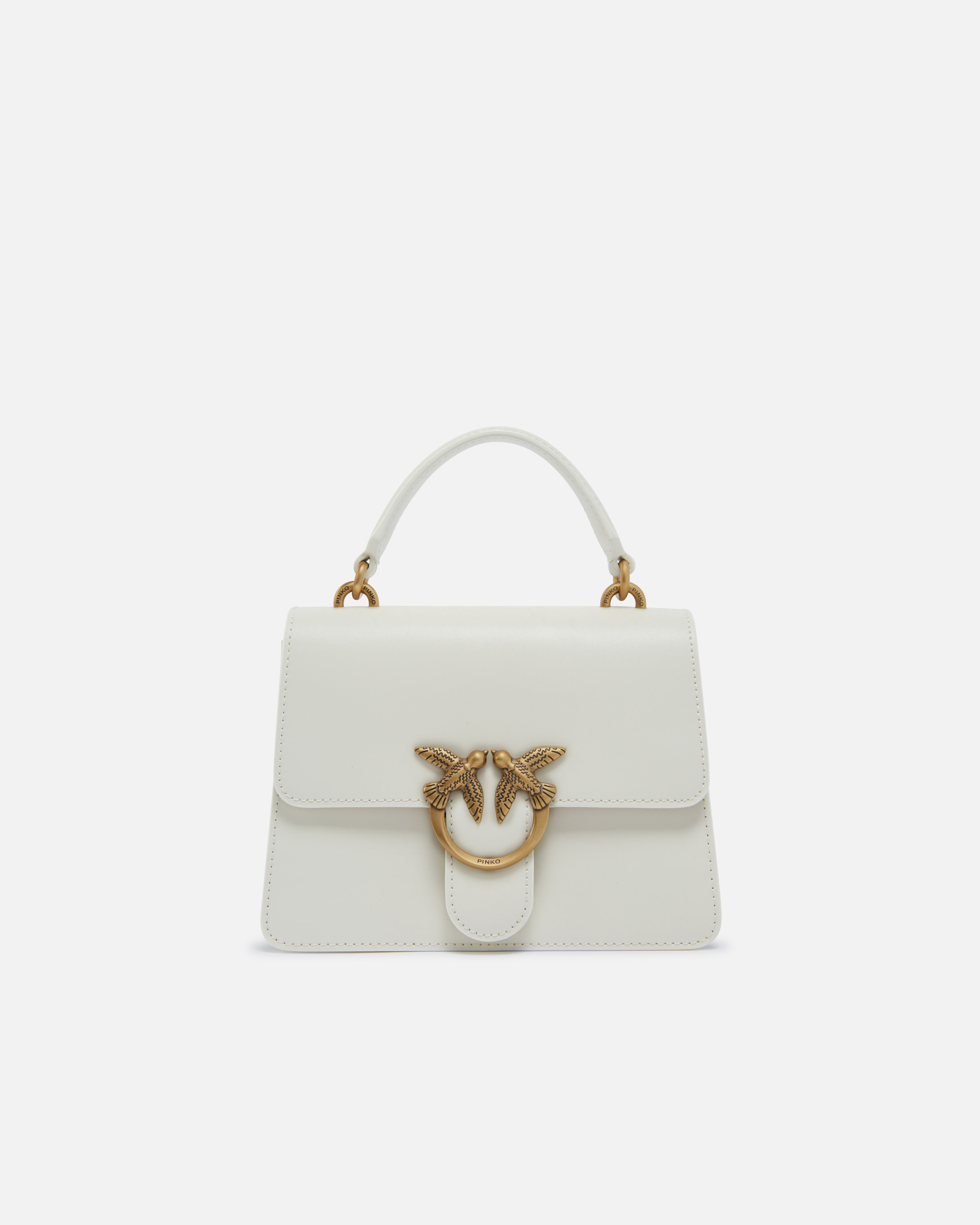 Pinko, Mini Love Bag One Light Simply à anse supérieure, Blanc+blanc-or antique, U