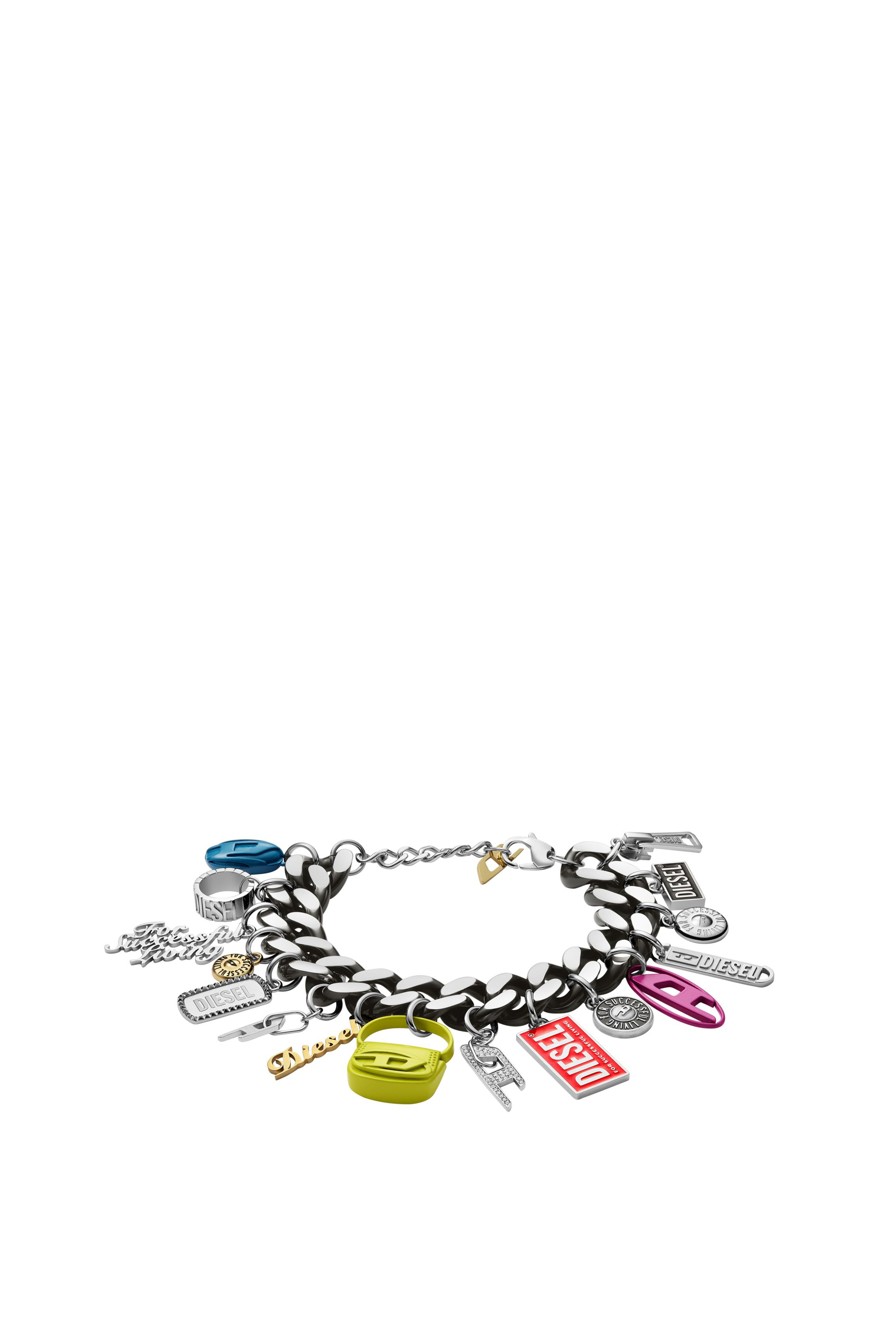 Diesel - Black stainless steel charm chain bracelet - Bracelets - Unisex - Multicolor