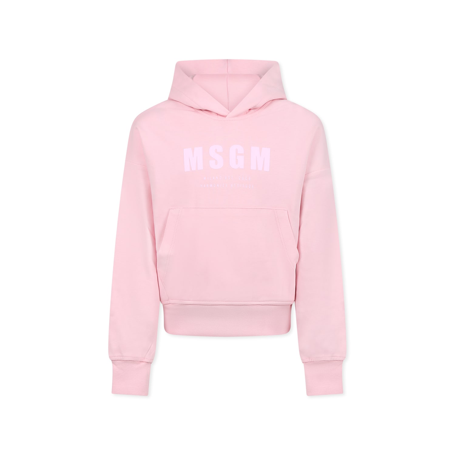 MSGM Pink Sweatshirt For Girl With Logo