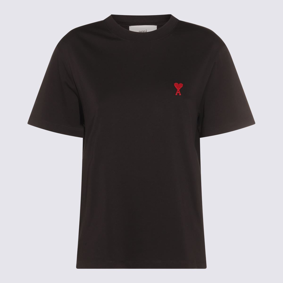 AMI Paris Black Cotton T-Shirt