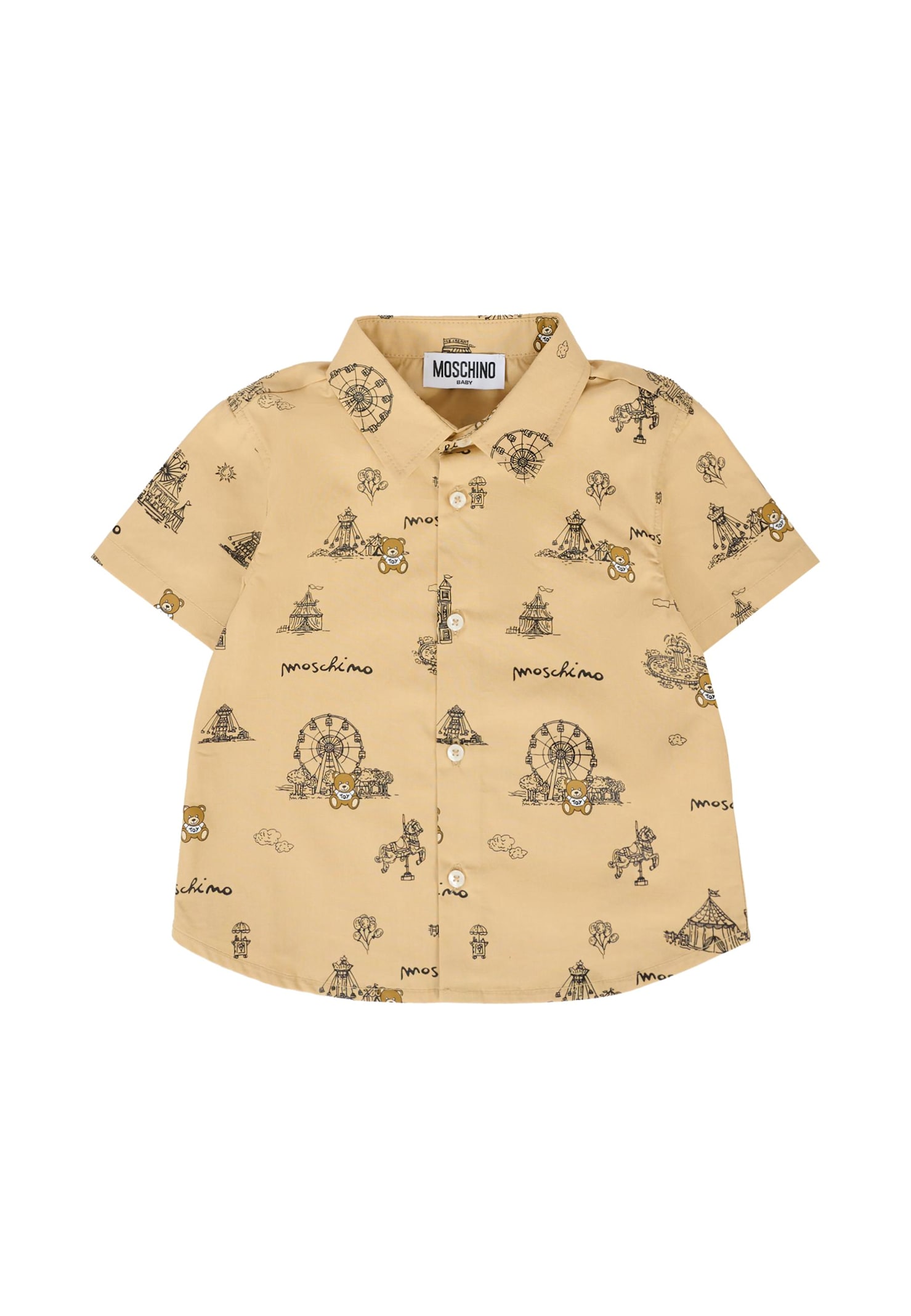 Moschino Beige Shirt For Baby Boy With Teddy Bear