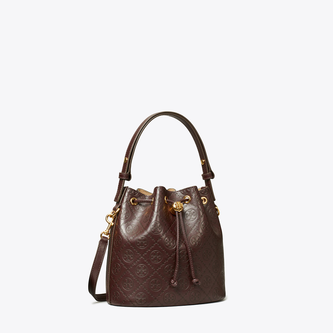 Tory Burch T Monogram Leather Bucket Bag