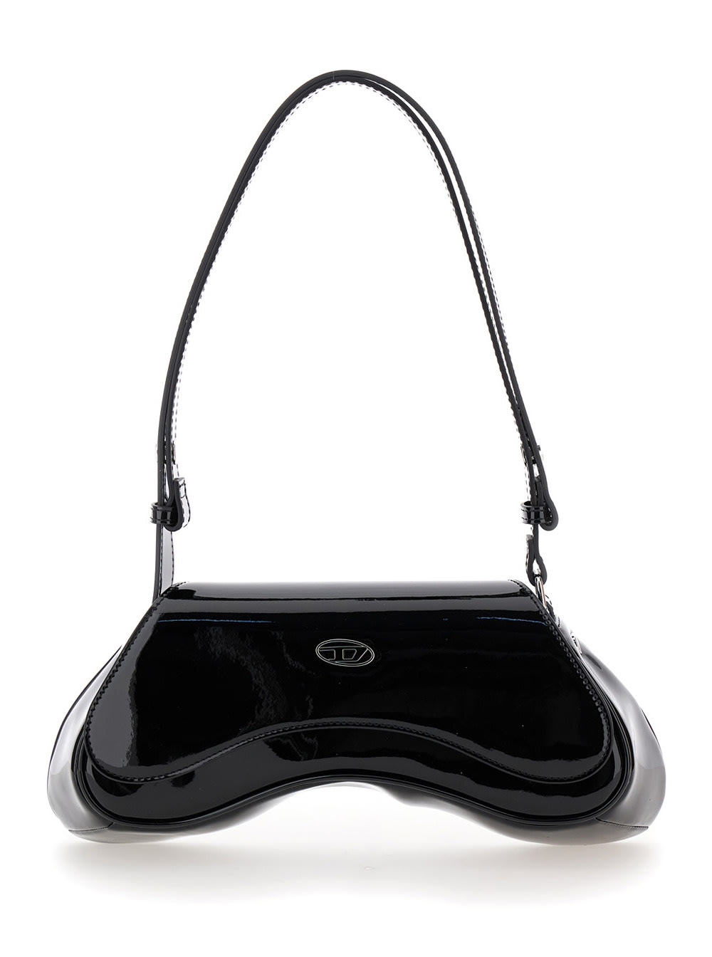 Diesel play Black Shoulder Bag With Logo Plate In Tech Fabric Woman