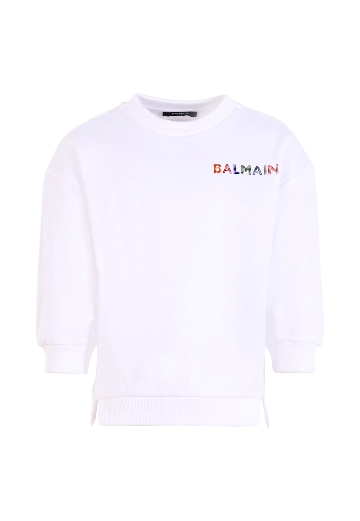 Balmain White Sweatshirt For Girl With Logo