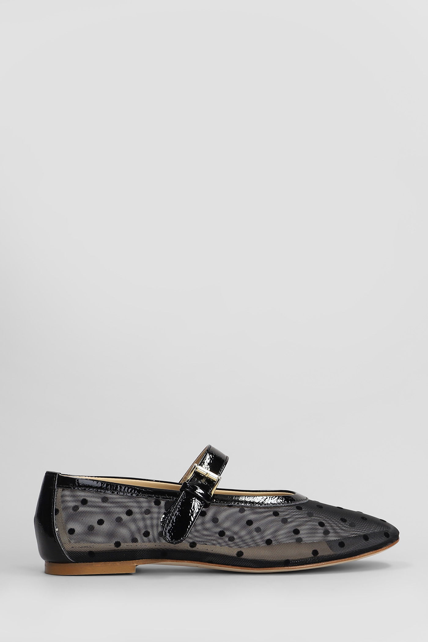 Fabio Rusconi Ballet Flats In Black Leather And Fabric