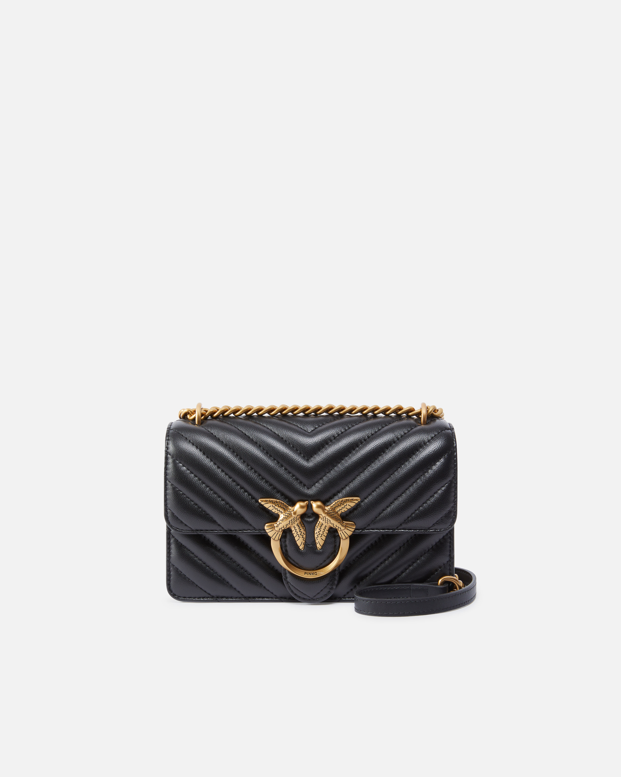 Pinko, Mini Love Bag One Chevron, Noir-vieil or, U