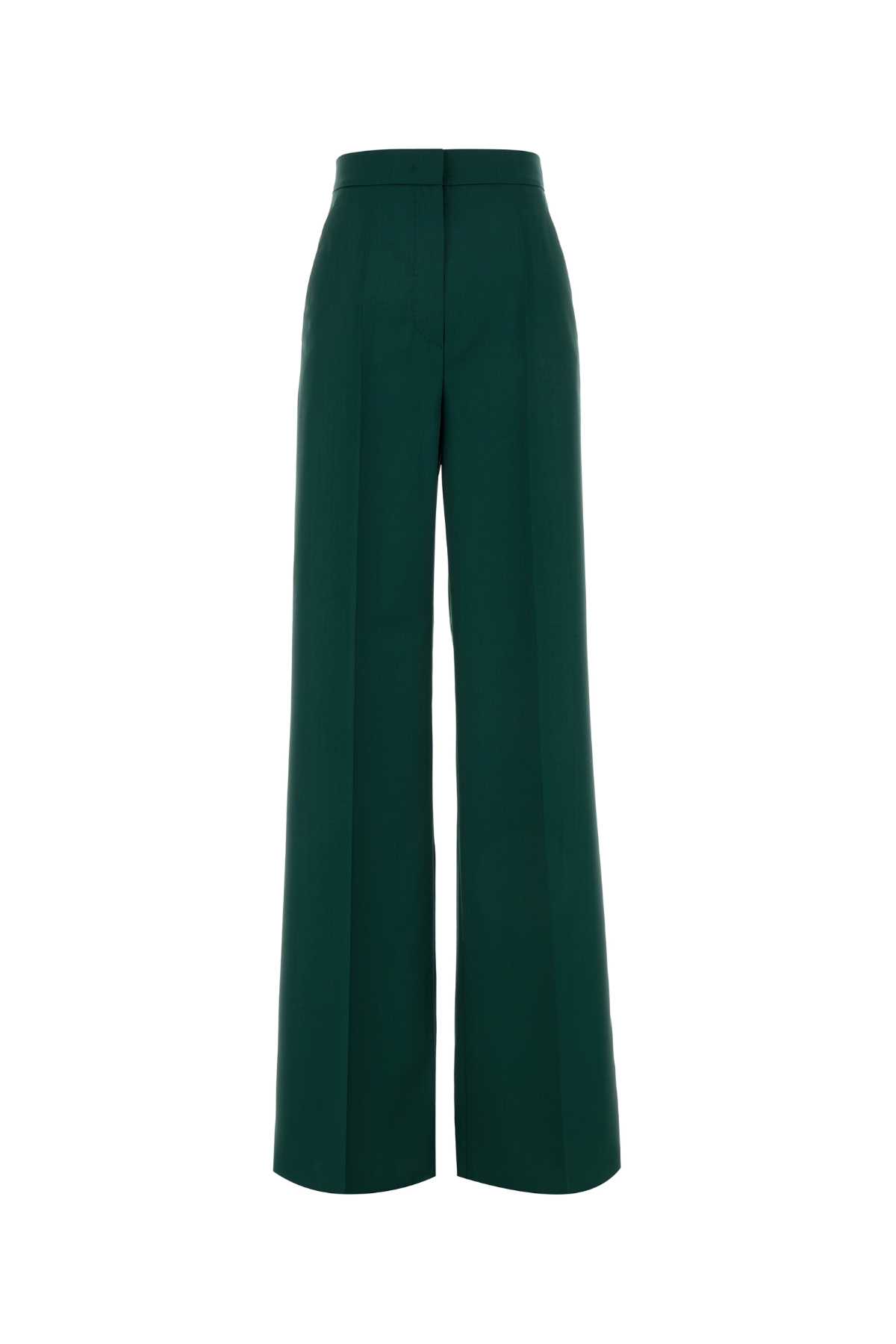 Max Mara Dark Green Wool Fernet Palazzo Pant