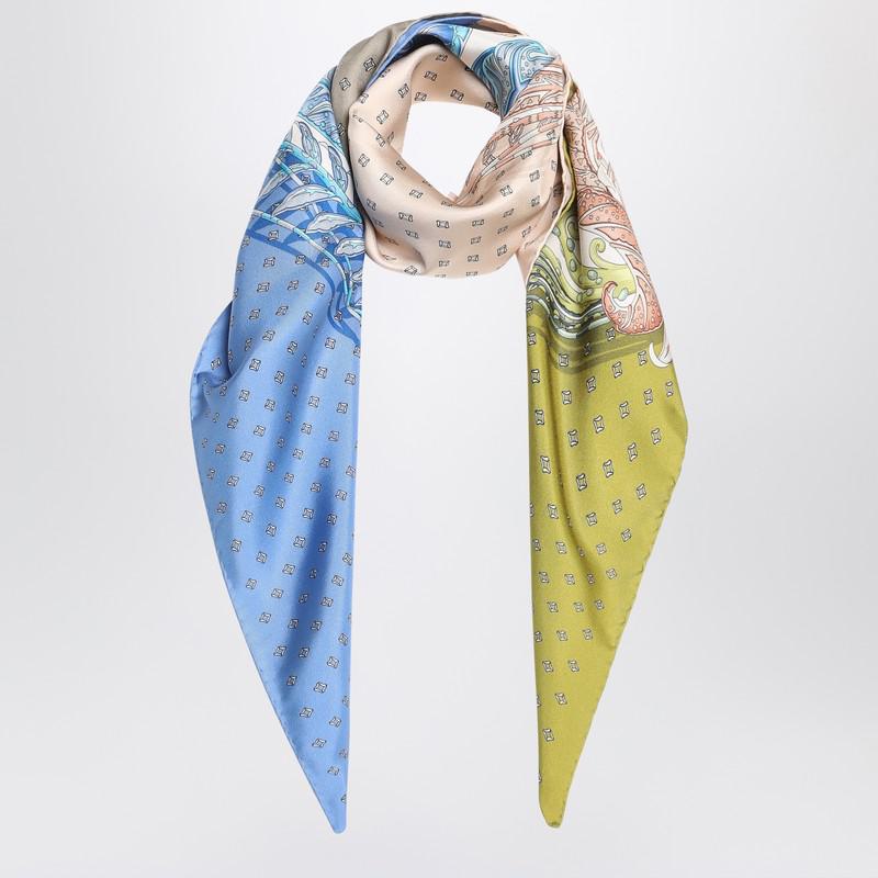Salvatore Ferragamo Green/Blue Scarf With Madras Print