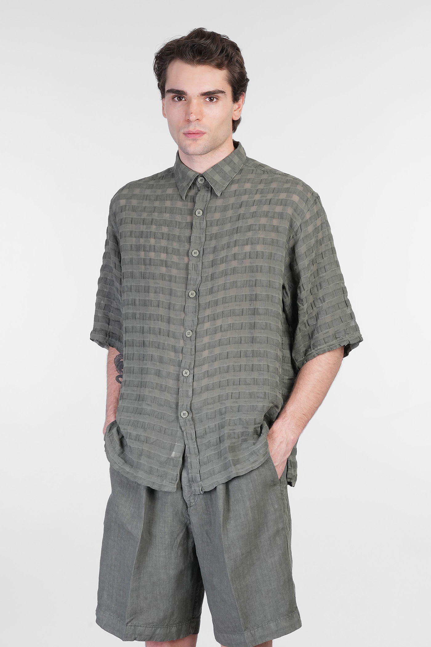 costumein Stefano Shirt In Green Linen