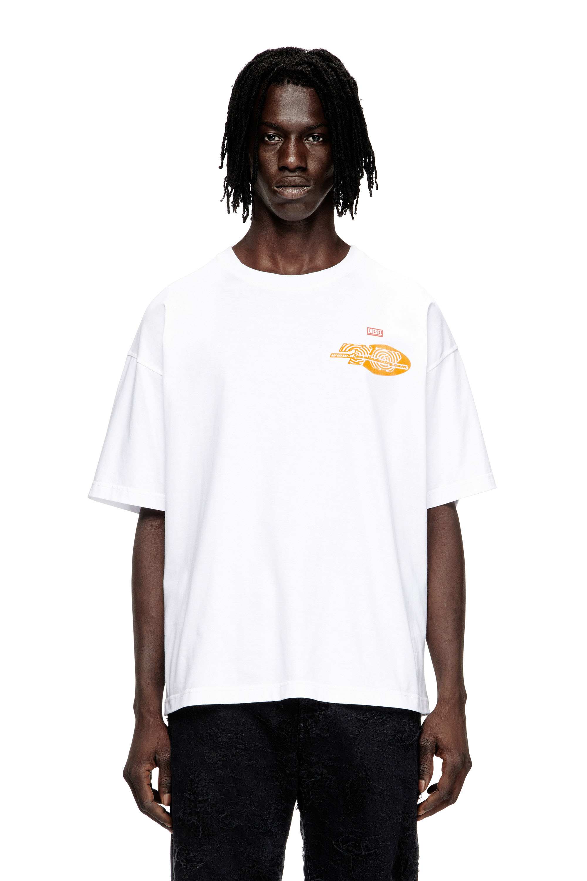 Diesel - Cotton T-shirt with graphic print - T-Shirts - Man - White