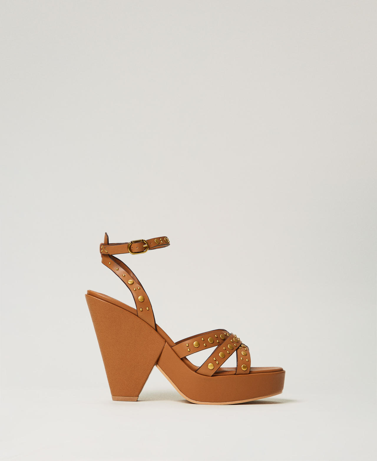Twinset Chaussures - Sandales plateformes en cuir avec clous, Taille: 36