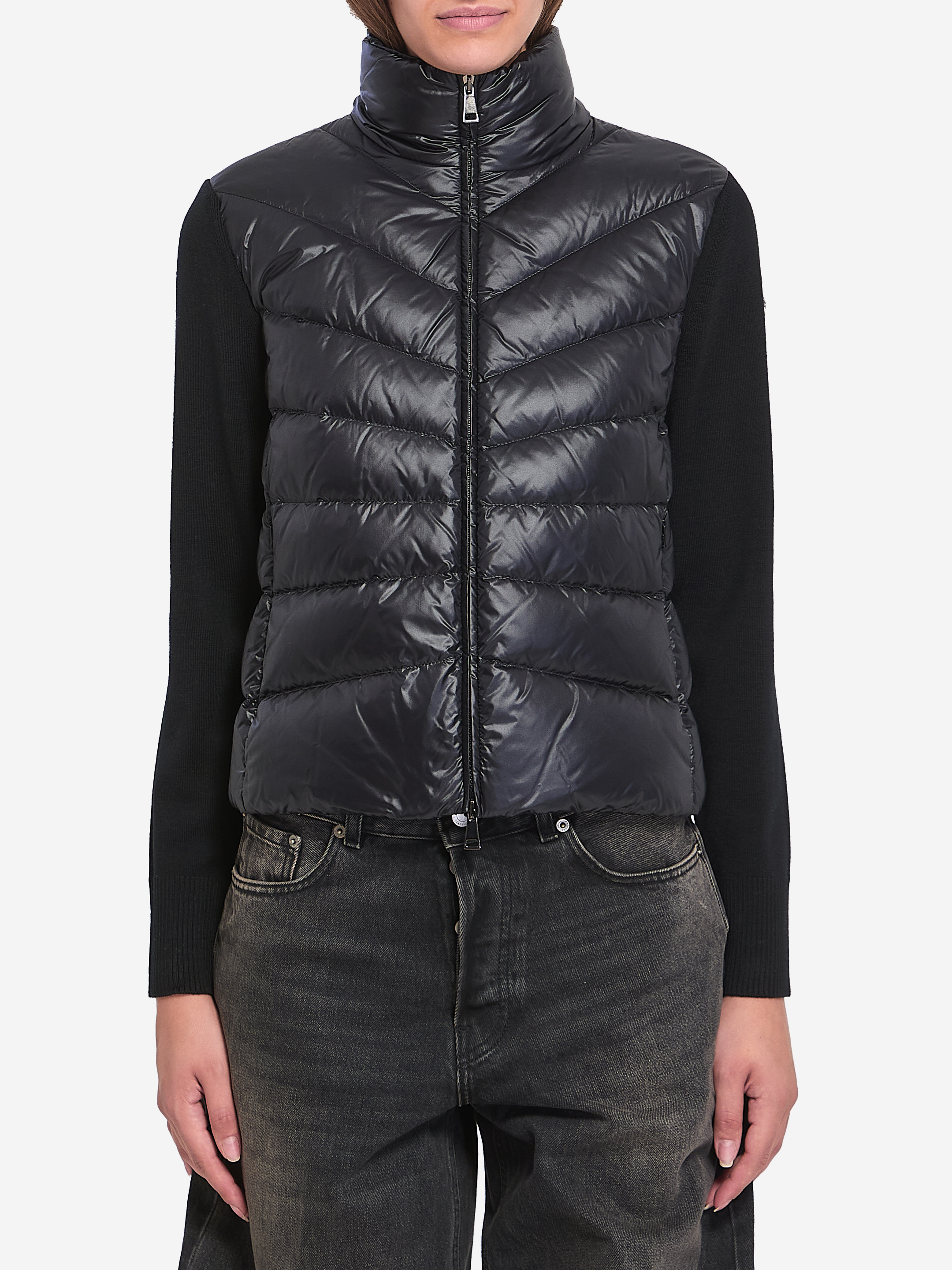 Padded wool cardigan