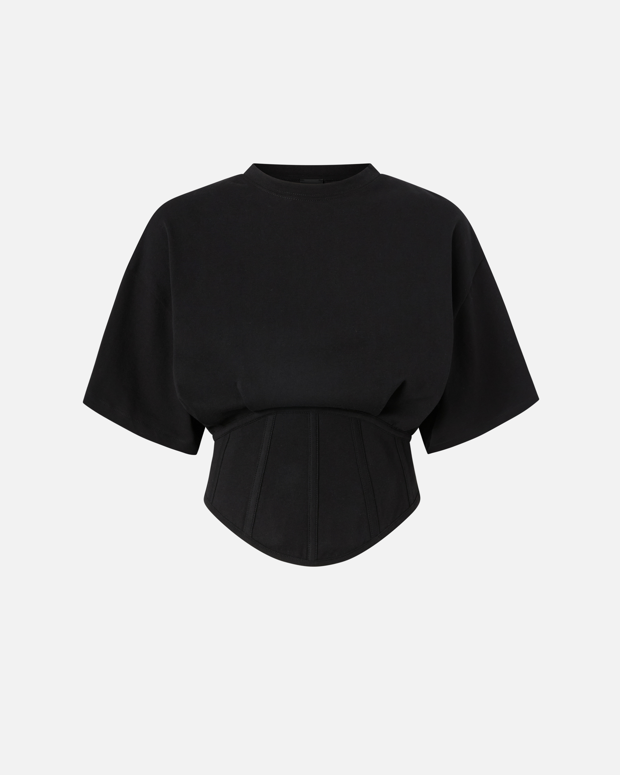 Pinko, T-shirt court façon corset, Noir limousine, M