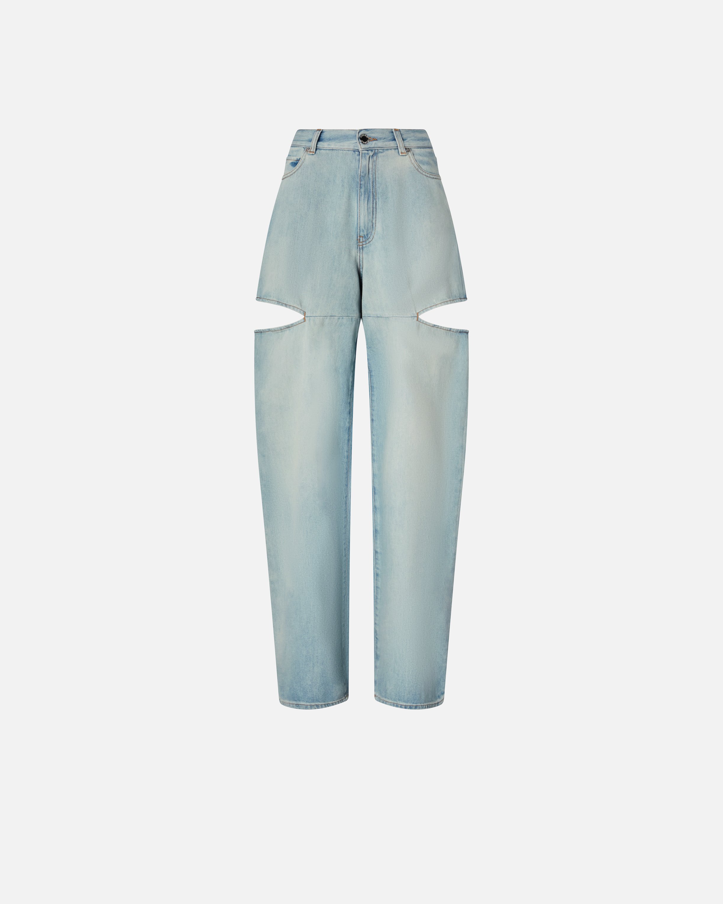 Pinko, Jean large à délavage clair et découpes, Délavage clair, 25