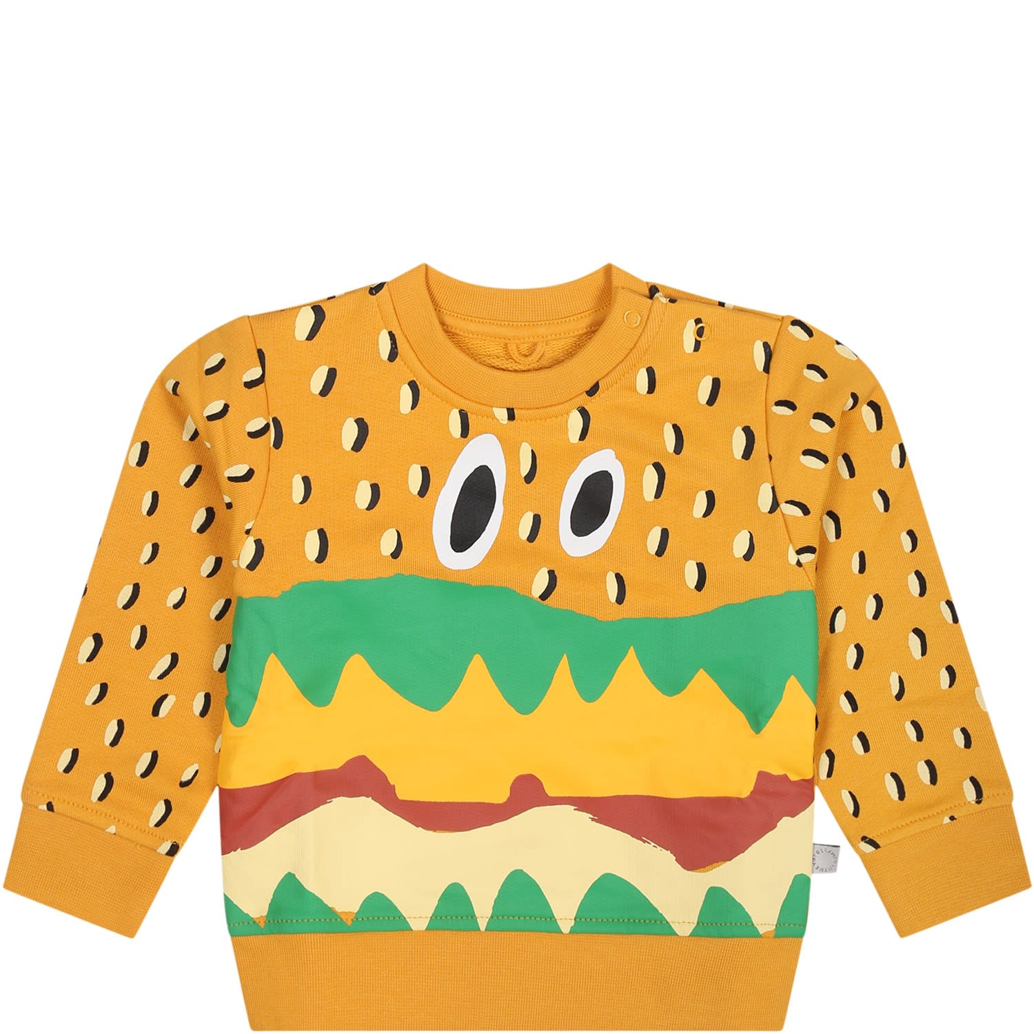 Stella McCartney Kids Yellow Sweatshirt For Baby Boy With Hamburger Print