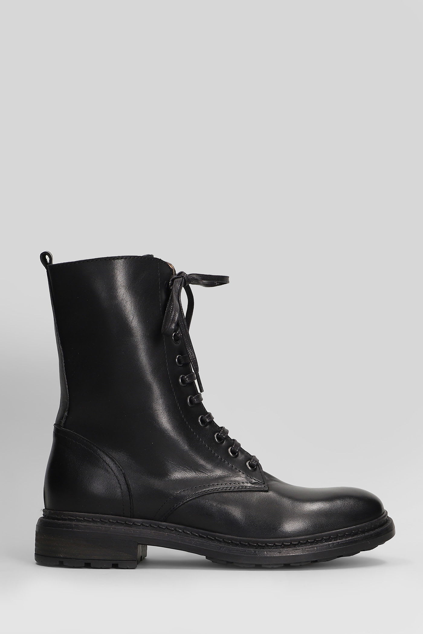 Julie Dee Combat Boots In Black Leather