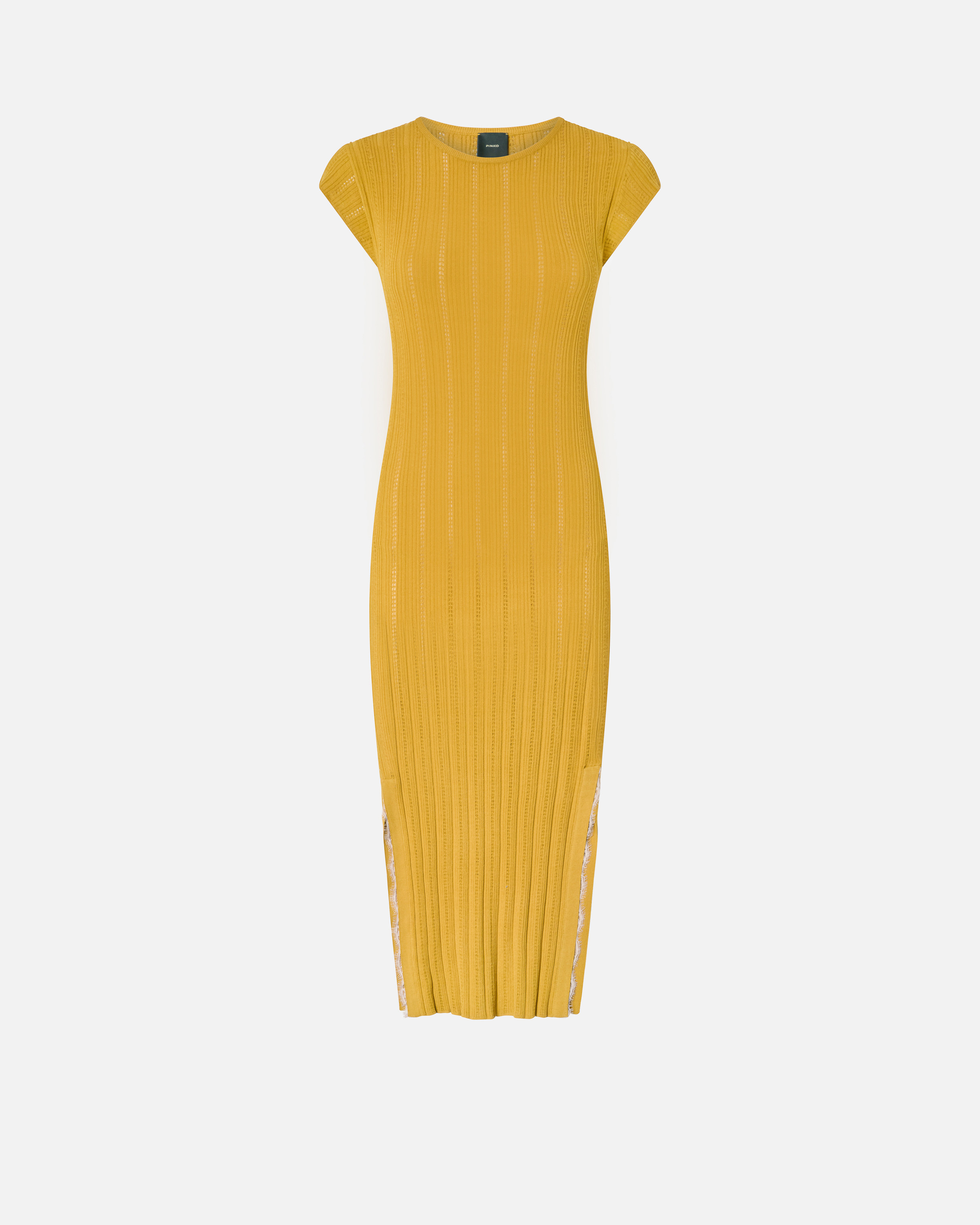 Pinko, Robe midi en maille ajourée, Jaune/nude, XS