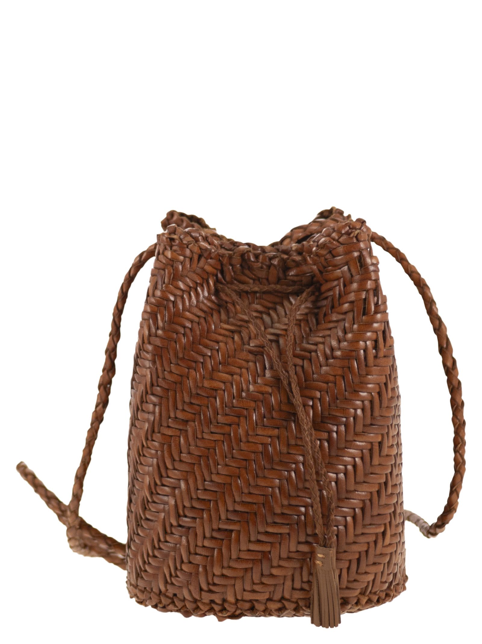 Dragon Diffusion Pompom Double Jump - Bucket Bag With Woven Leather