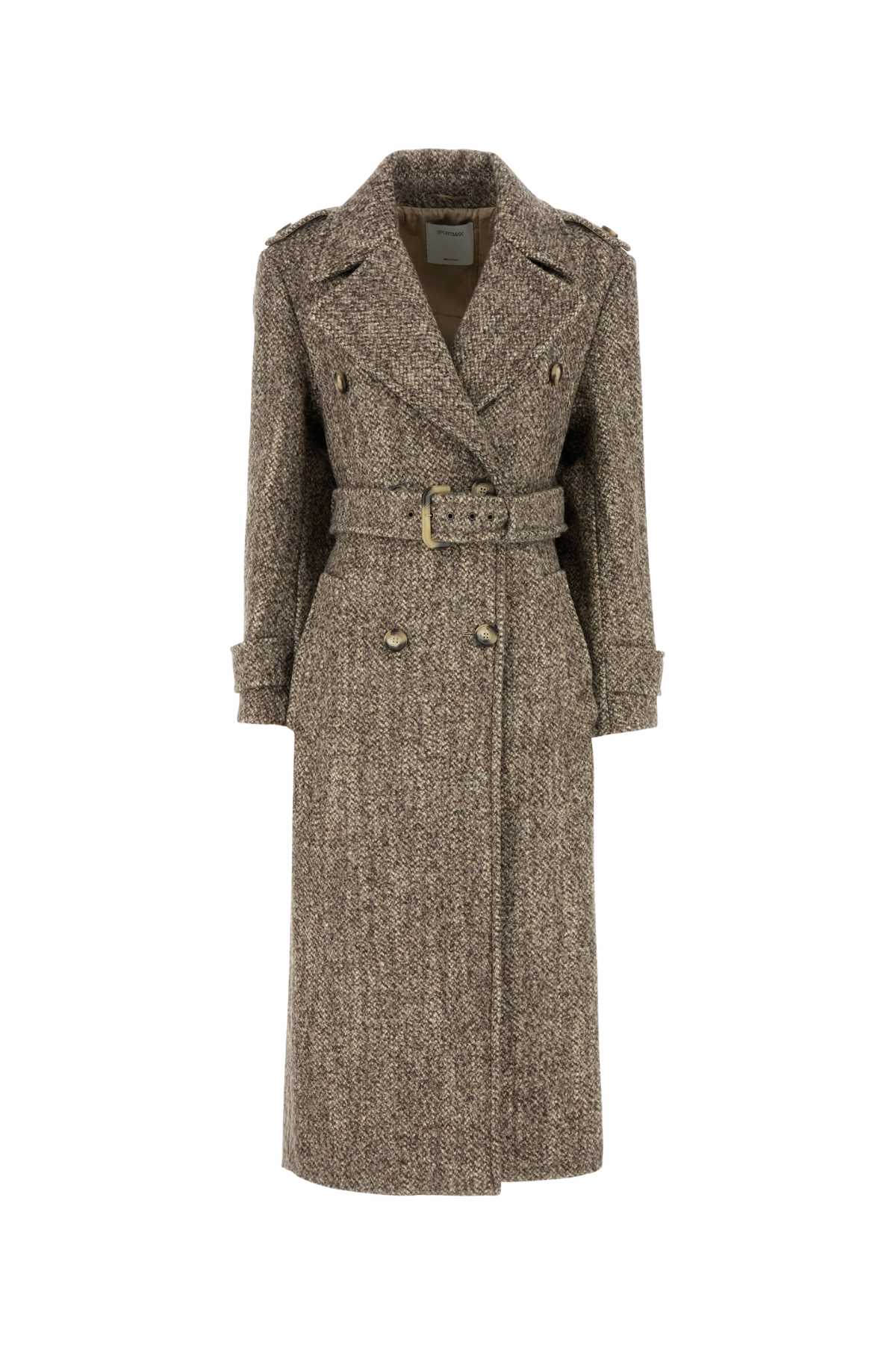 SportMax Melange Brown Wool Blend Denaro Coat