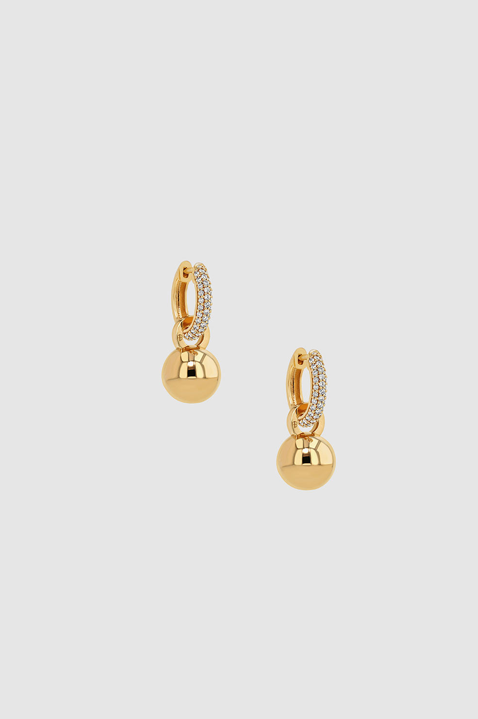 Chunky Diamond Hoops With Ball Charms - 14k Gold