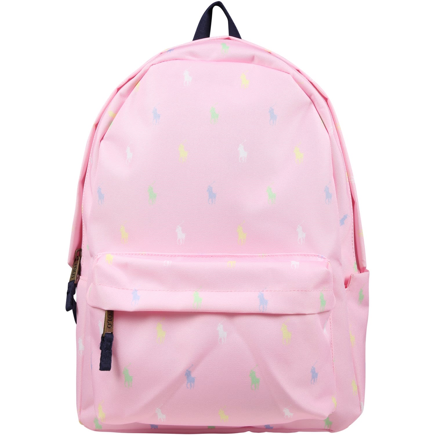 Ralph Lauren Pink Backpack For Girl With All-over Logo