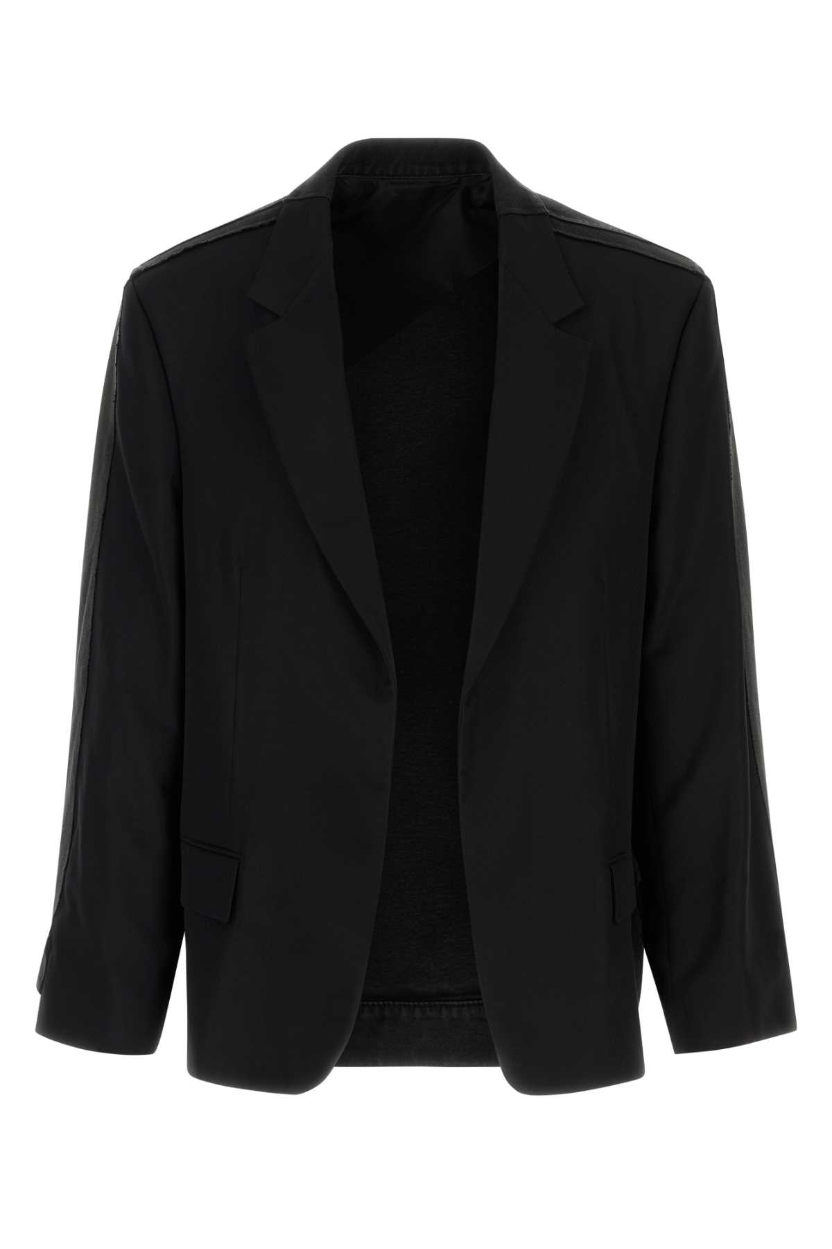 Balenciaga Black Twill And Denim Oversize Blazer