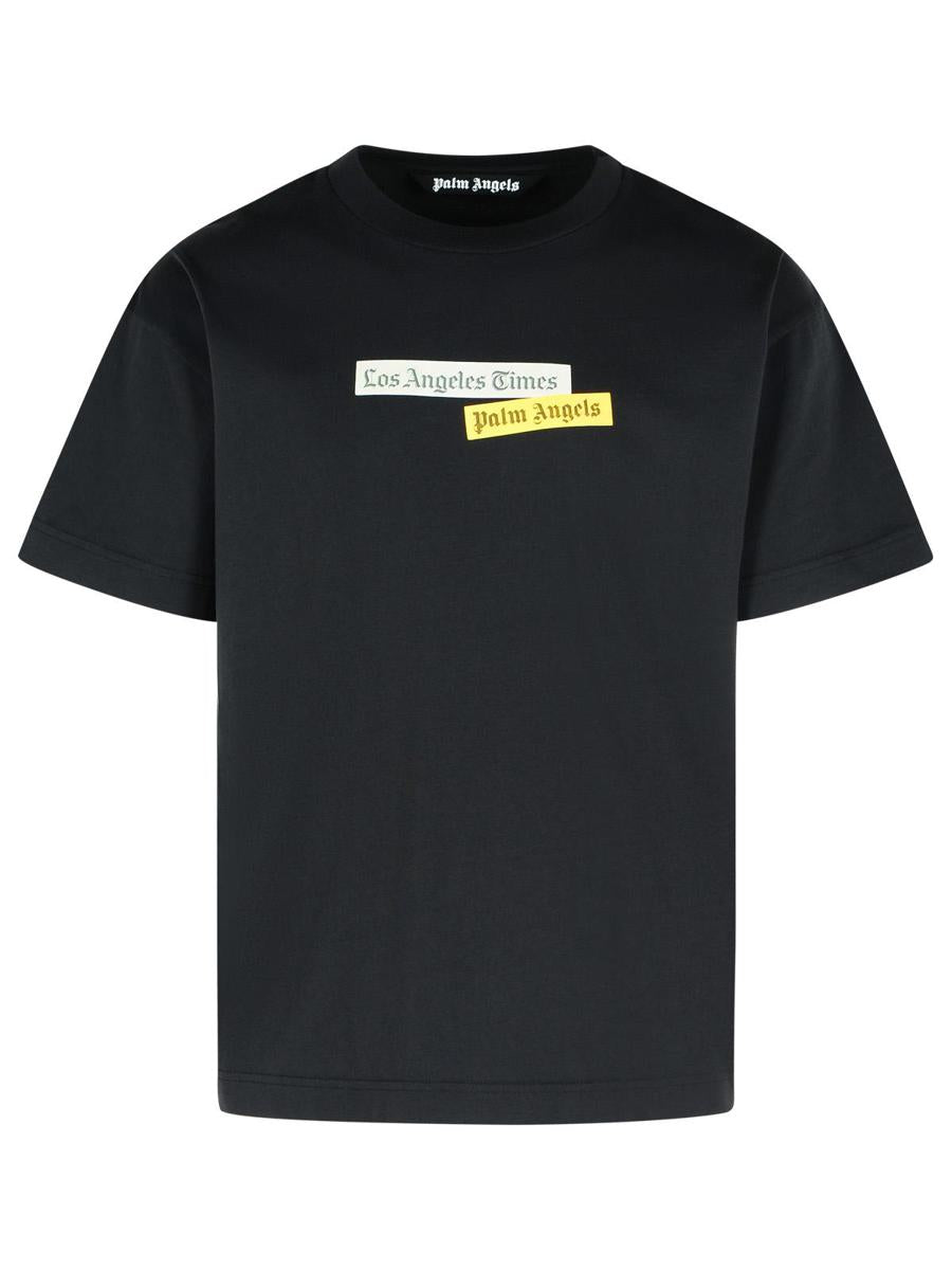 Palm Angels 'Paxlatimes' Black Cotton T-Shirt