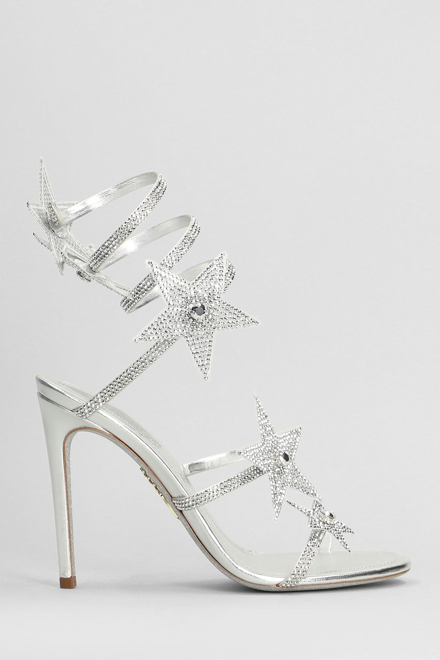 René Caovilla Star Cleo Sandals In Silver Leather