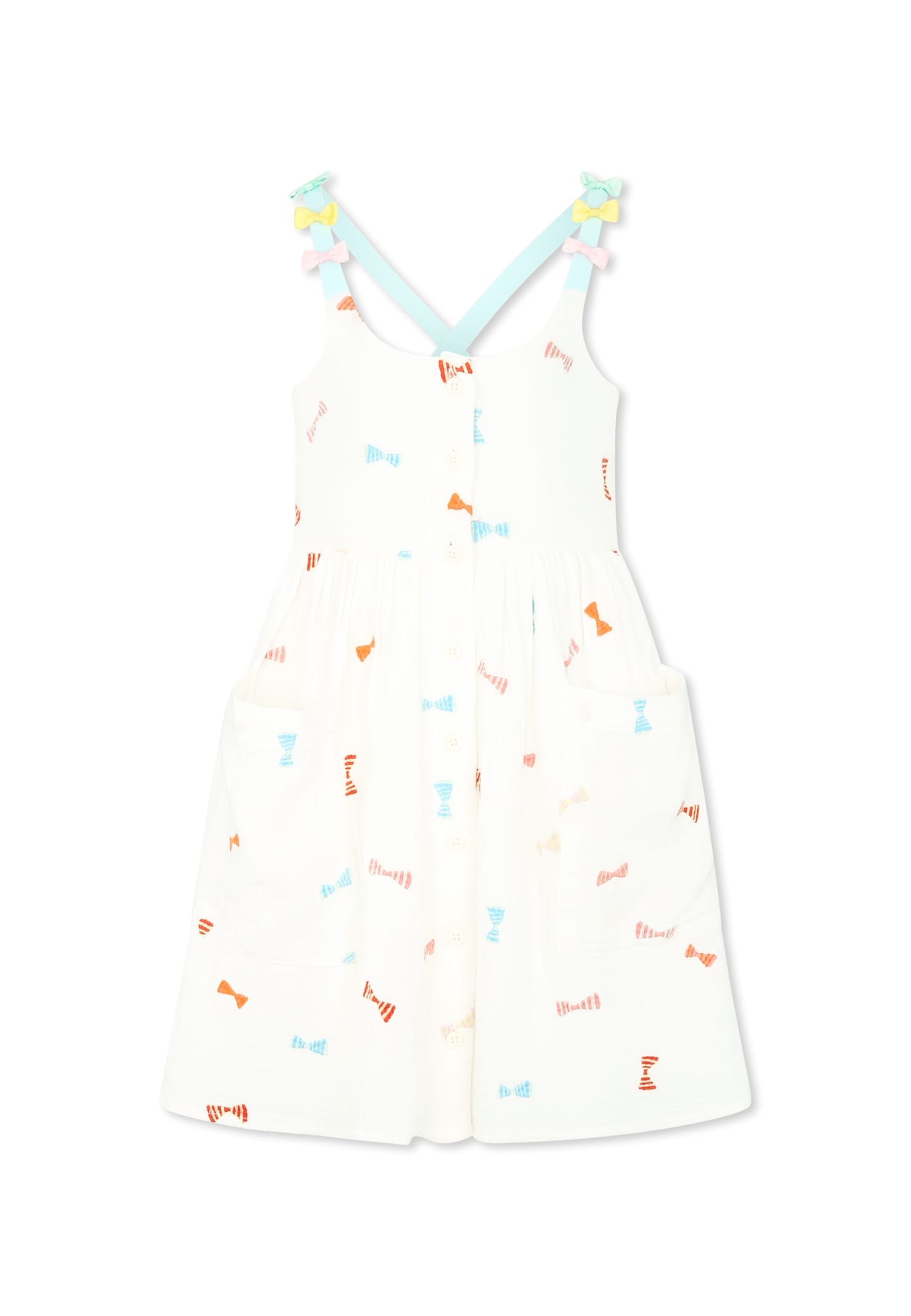 Stella McCartney Kids White Dress For Girl With Bows