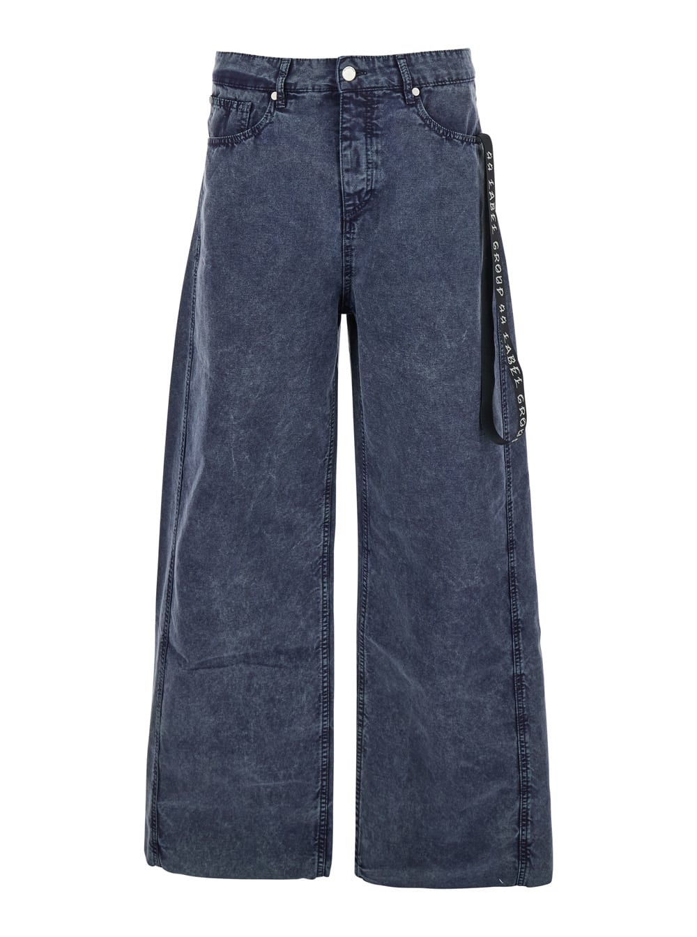 44 Label Group Grey Jeans With Tie Detail With Logo On The Front And Logo Patch On The Rear In Denim Man