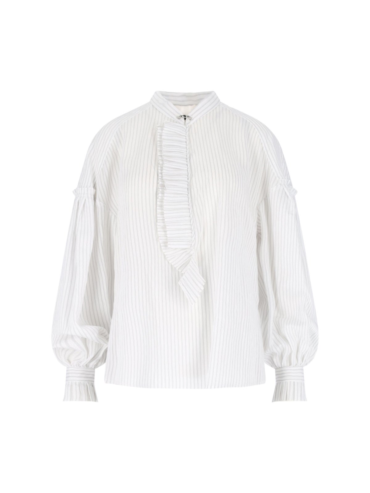 Seafarer Striped Ruffle Blouse