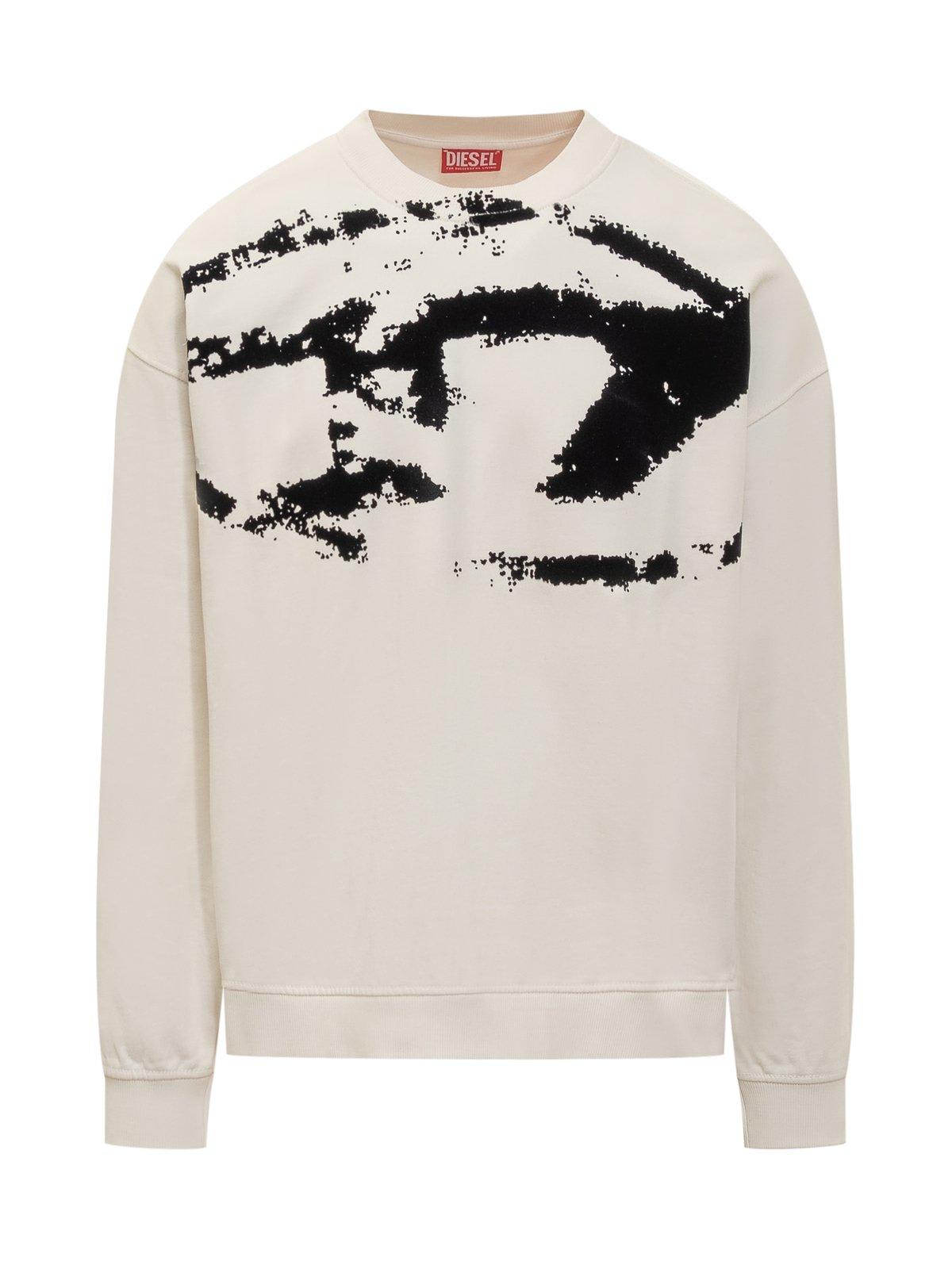 Diesel S-boxt-n5 Distressed Flocked Logo Sweatshirt
